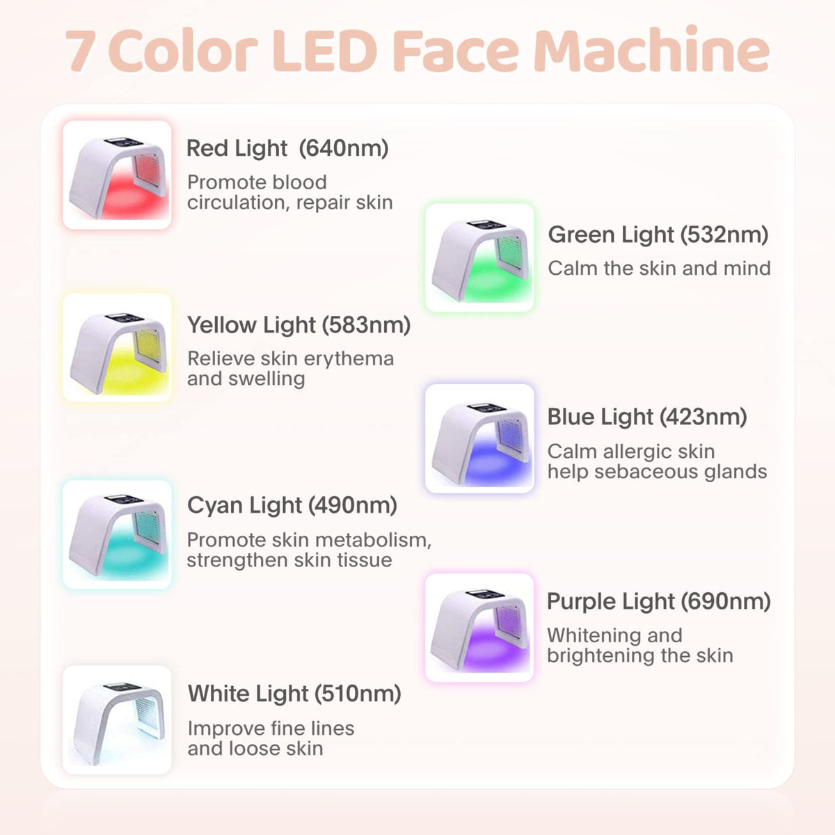 Mascara LED Facial de 7 Colores para Belleza y Rejuvenecimiento Visual