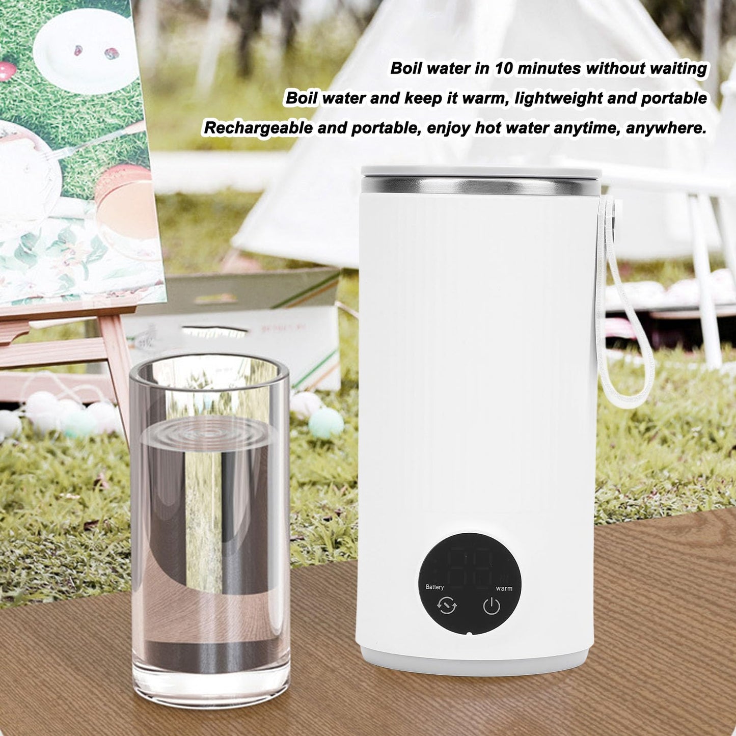 Hervidor Eléctrico de Viaje, Hervidor de Agua Caliente Portátil de 400 Ml con 4 Temperaturas, Hervidor de Agua Automático con LED, Calentador de Agua para café, té, Sopa de Leche