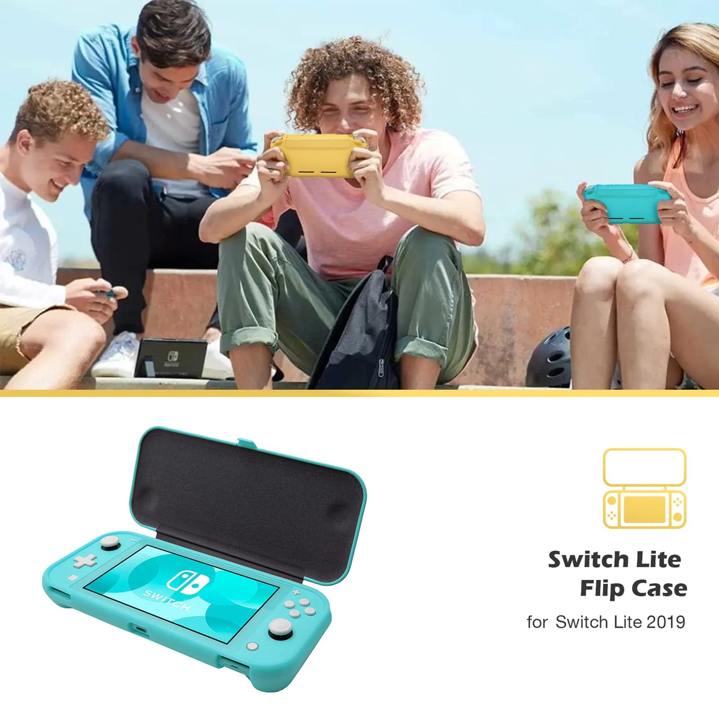 Funda ProCase Turquesa con Micas Vidrio Templado Desmontable para Switch Lite 2019