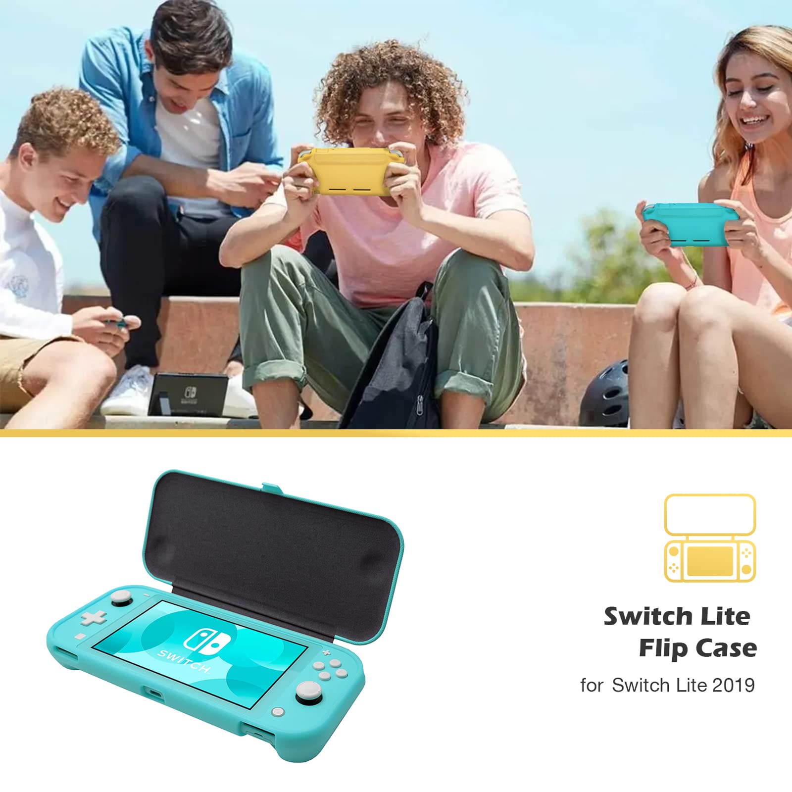Funda ProCase Turquesa con Micas Vidrio Templado Desmontable para Switch Lite 2019