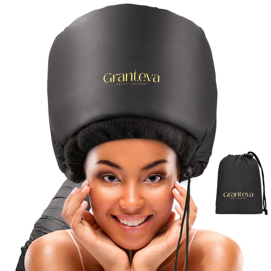 Bonnet Hood Hair Dryer Attachment by Granteva - Relax, Speeds Up Drying Time at Home, Easy to Use for Styling, Curling and Deep Conditioning - Soft, A
