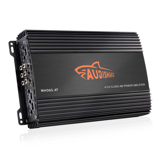 AUDISHAKO 1000W Amplificador de Audio de 4 Canales,Amplificador para Auto de Clase A/B, 2 Ohm 130W x 4 Canales para Motocicletas, Coches Deportivos y Otros Sistemas de Audio para Coche