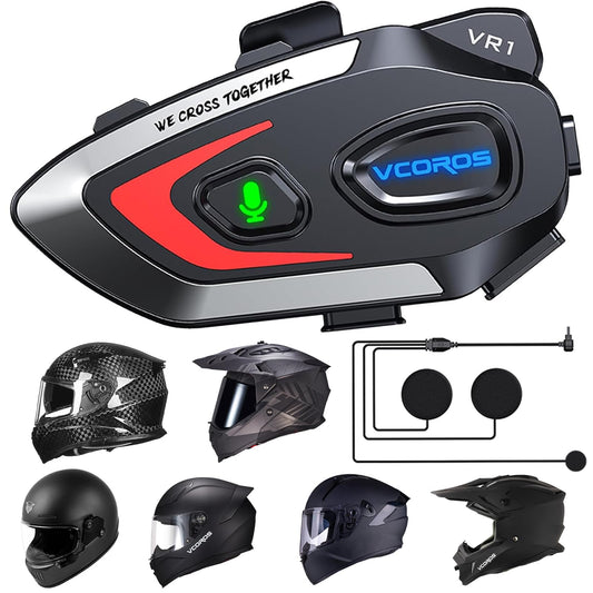 Auriculares para Casco de Motocicleta VCOROS VR1 Negros con Batería de Larga Duración y Cancelación de Ruido