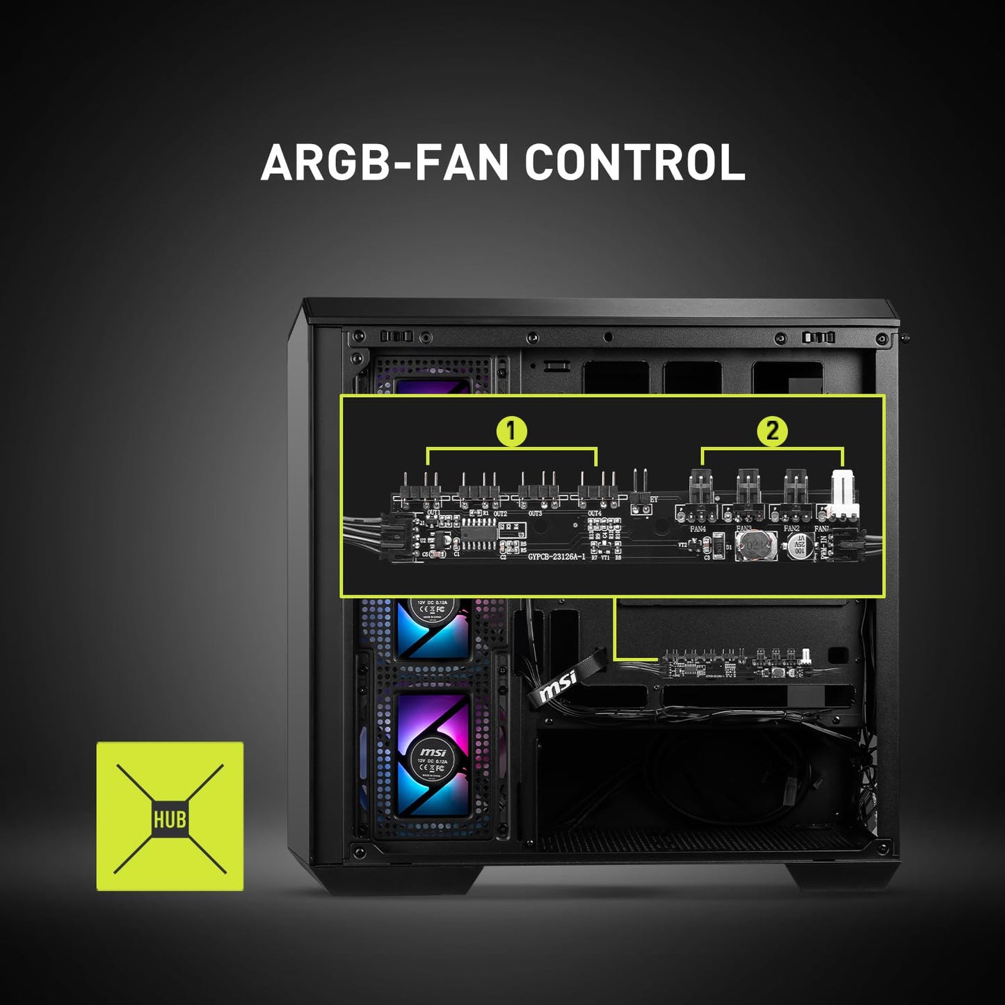 Funda para PC Micro-ATX MSI mag PANO M100R Negro con Ventiladores ARGB y USB Tipo C