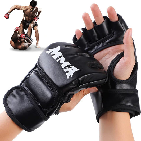 Guantes de MMA UOBXZOQ Negro Amortiguación Ajustable para Hombre y Mujer