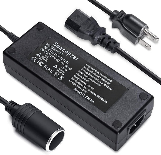 Convertidor Suacopzar 10 Pies Negro con Fuente de Alimentación de 110 V a 12 V para Coche