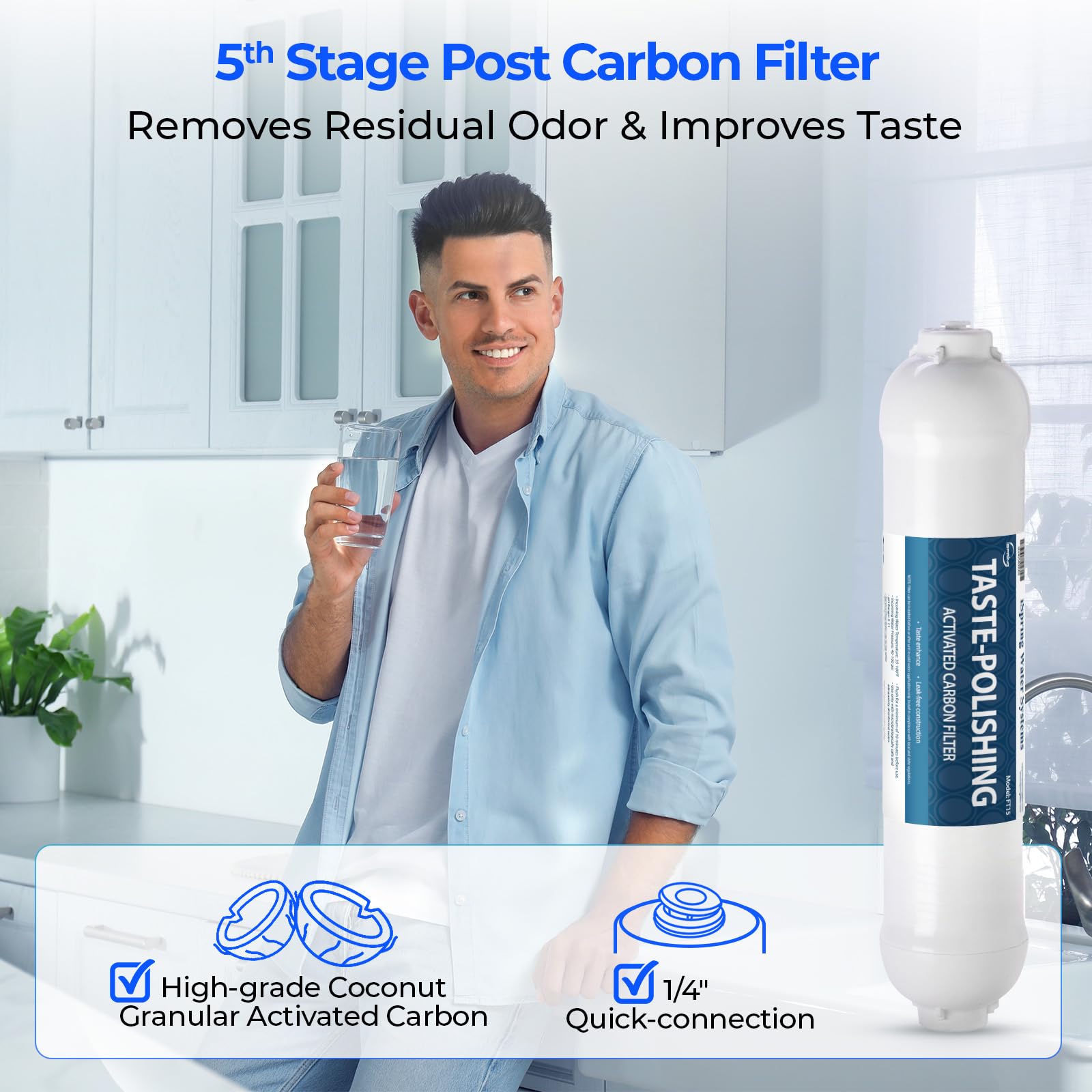 iSpring F9K Juego de Cartuchos de Repuesto para Filtros de Agua de Ósmosis Inversa de 1 Año para Sistemas de Filtración RO de Alcalinidad Mineral de 6 Etapas, Sin Membrana
