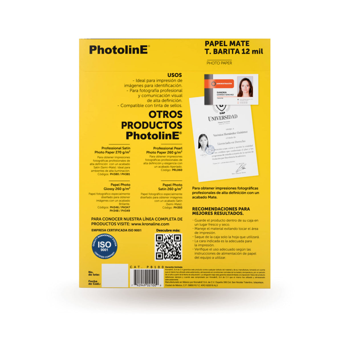 Papel Fotográfico Mate Tipo Barita Tamaño Carta 50 Hojas