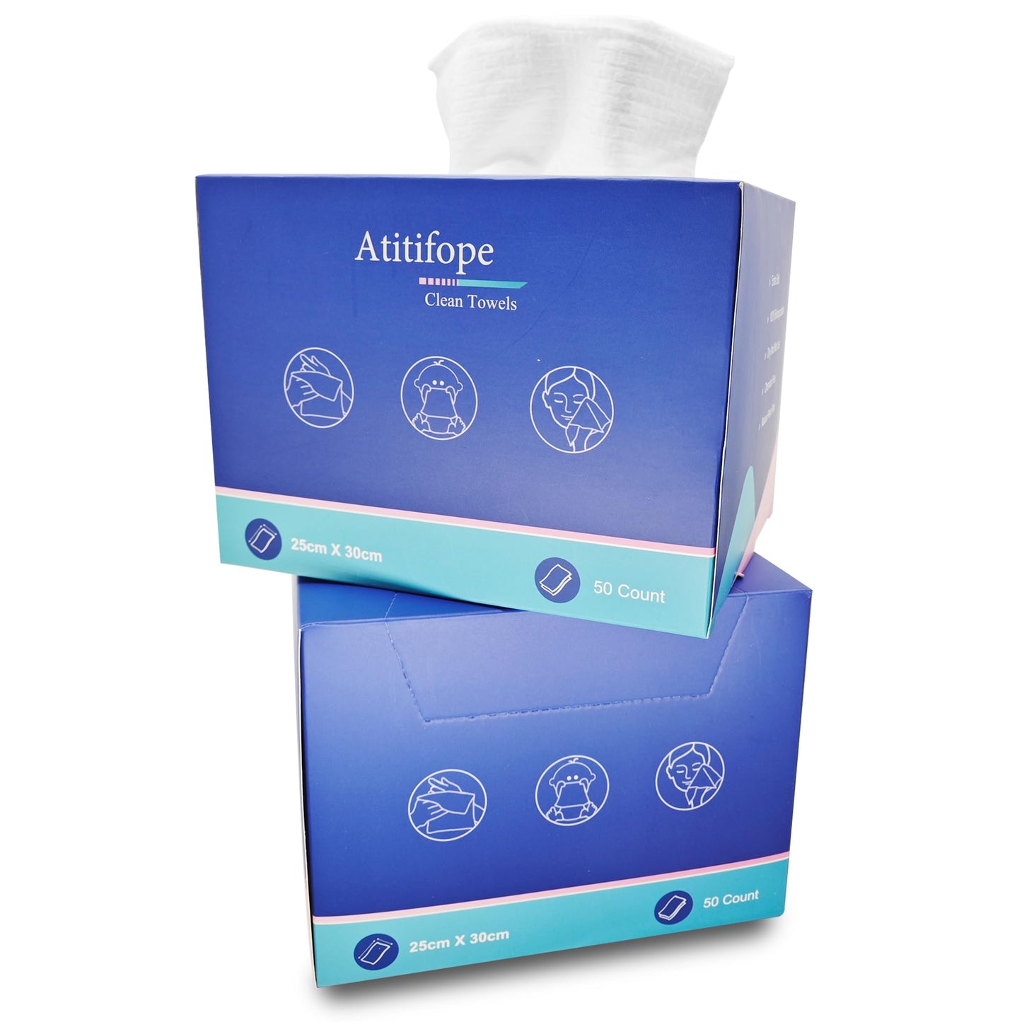 Atitifope Toallas faciales removedor de maquillaje, 100% biodegradables, paños de limpieza en seco (100 unidades (2 cajas)