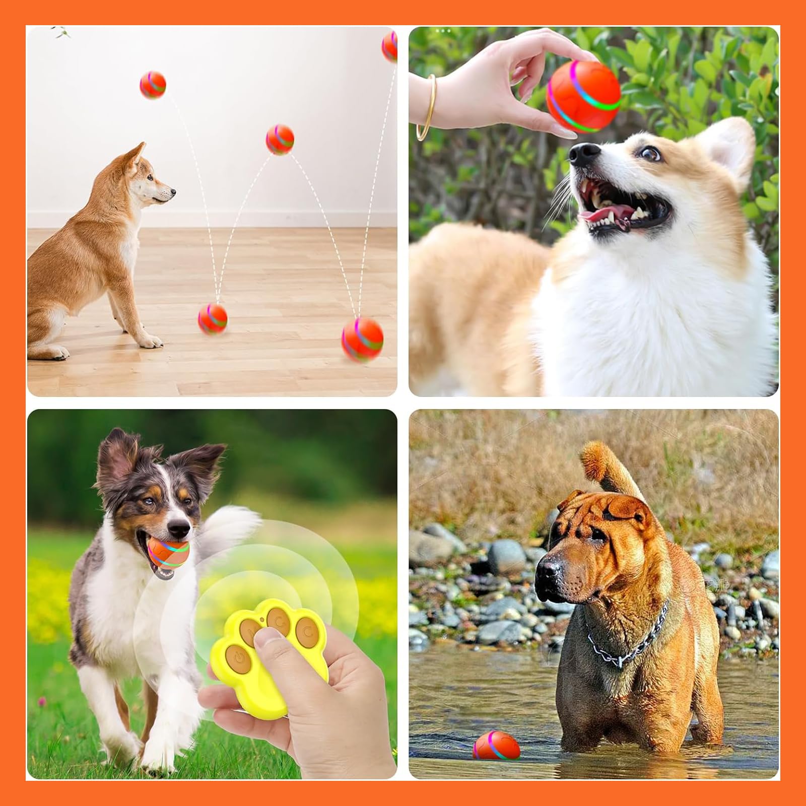 Pelota Interactiva para Perros y Gatos con Luz LED, Recargable por USB, Resistente a Mordeduras e Impermeable