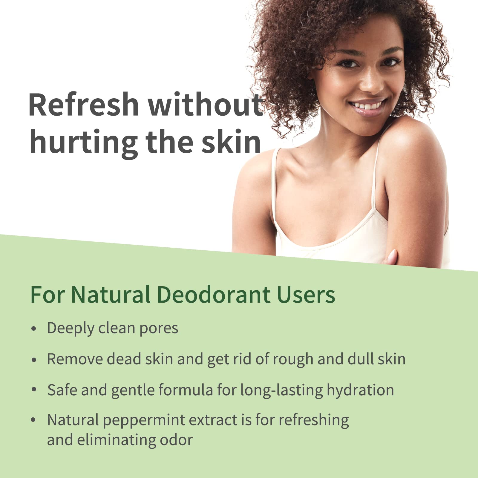 Armpit Detox and Body Scrub 8.8oz || with Peppermint and Aloe Vera for Odors Removing, Exfoliating, Moisturizing, Smoothen and Tighten, Also Underarm Detox for Legs, Knee, Feet, Arms and Hands