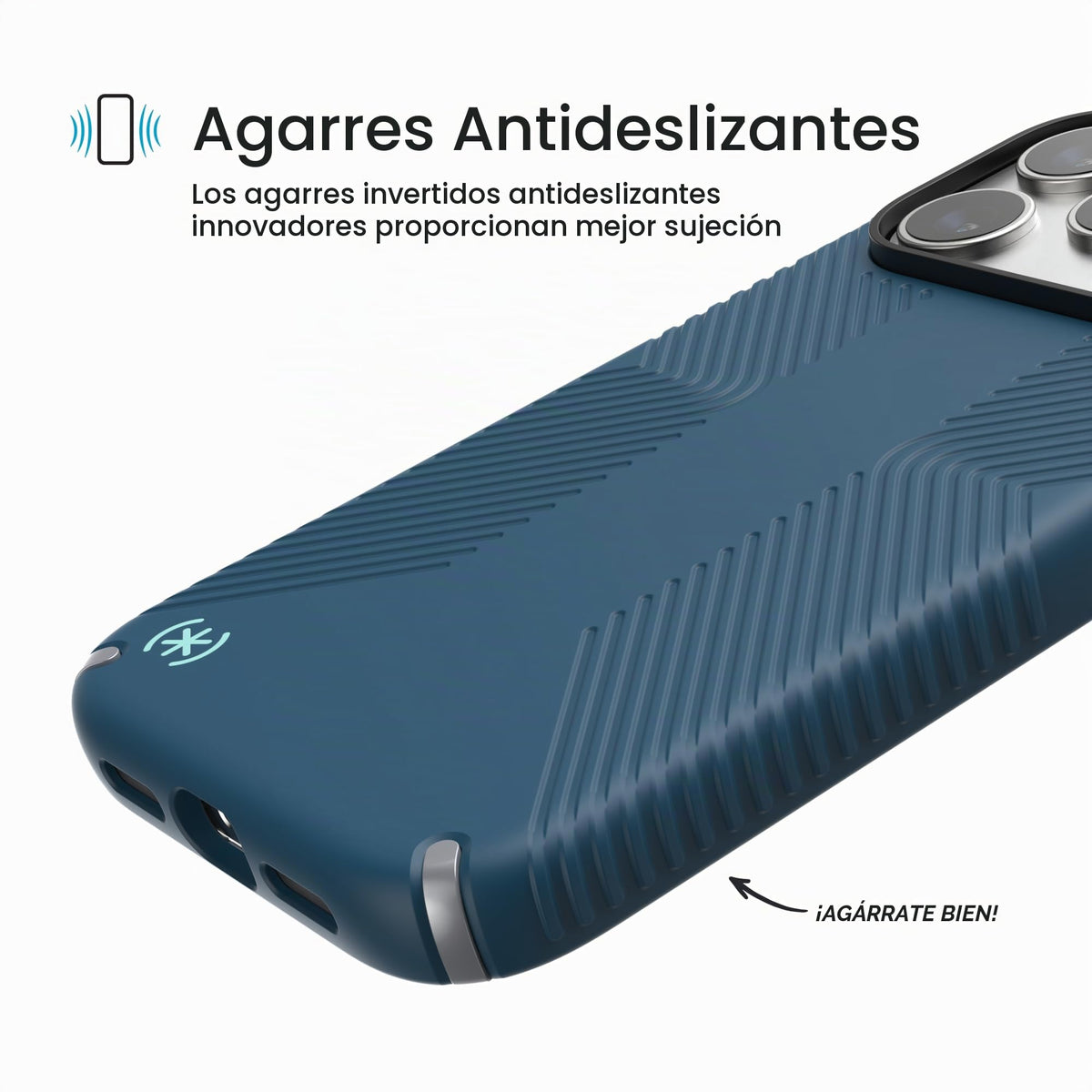Funda para iPhone 17 Pro Max Speck mar profundo plata metálica azul hechizo compatible con MagSafe