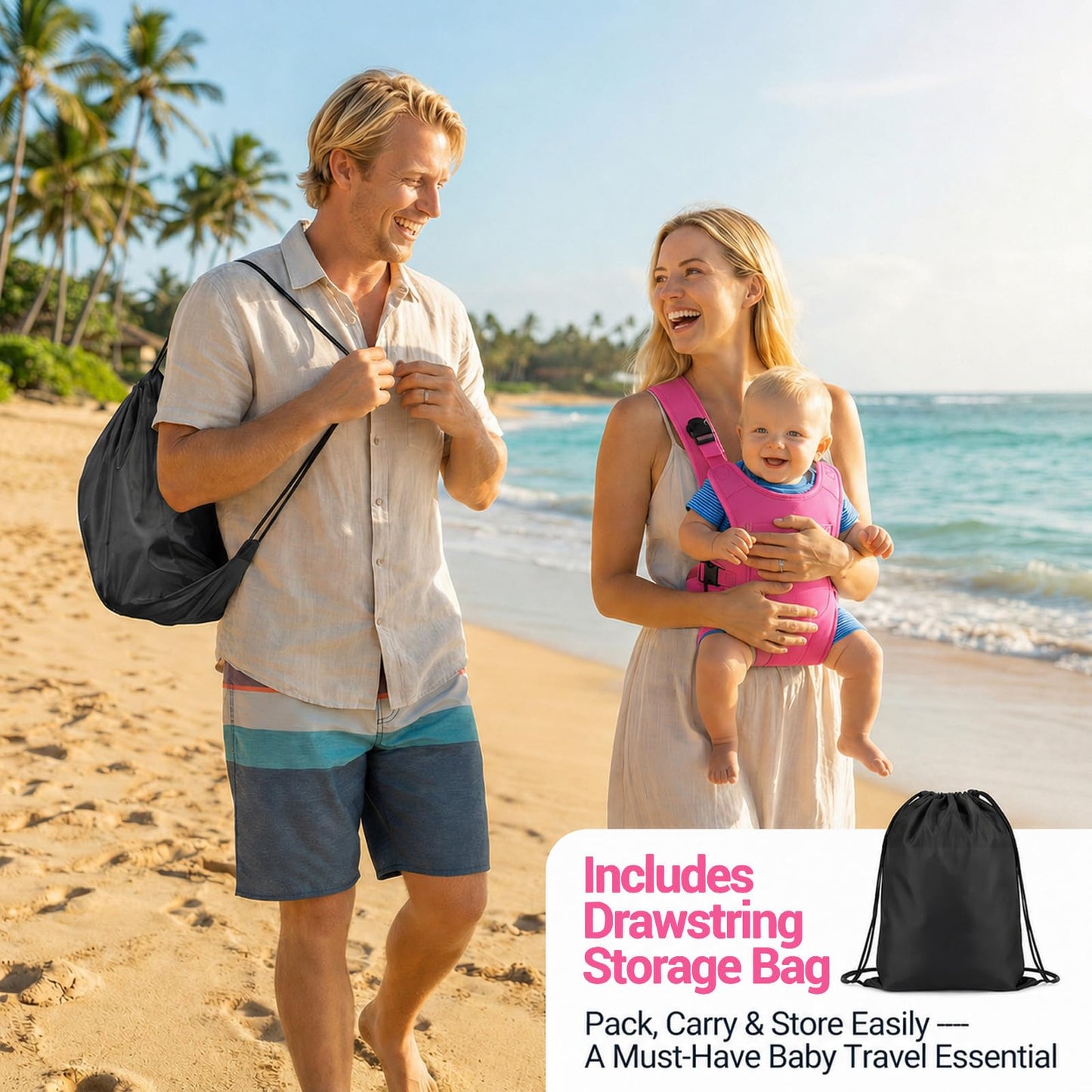 Portabebés de neopreno para bebés recién nacidos a niños, ergonómico e impermeable para el pecho con correas ajustables, transpirable y ligero, equipo de uso para verano, piscina, natación y playa