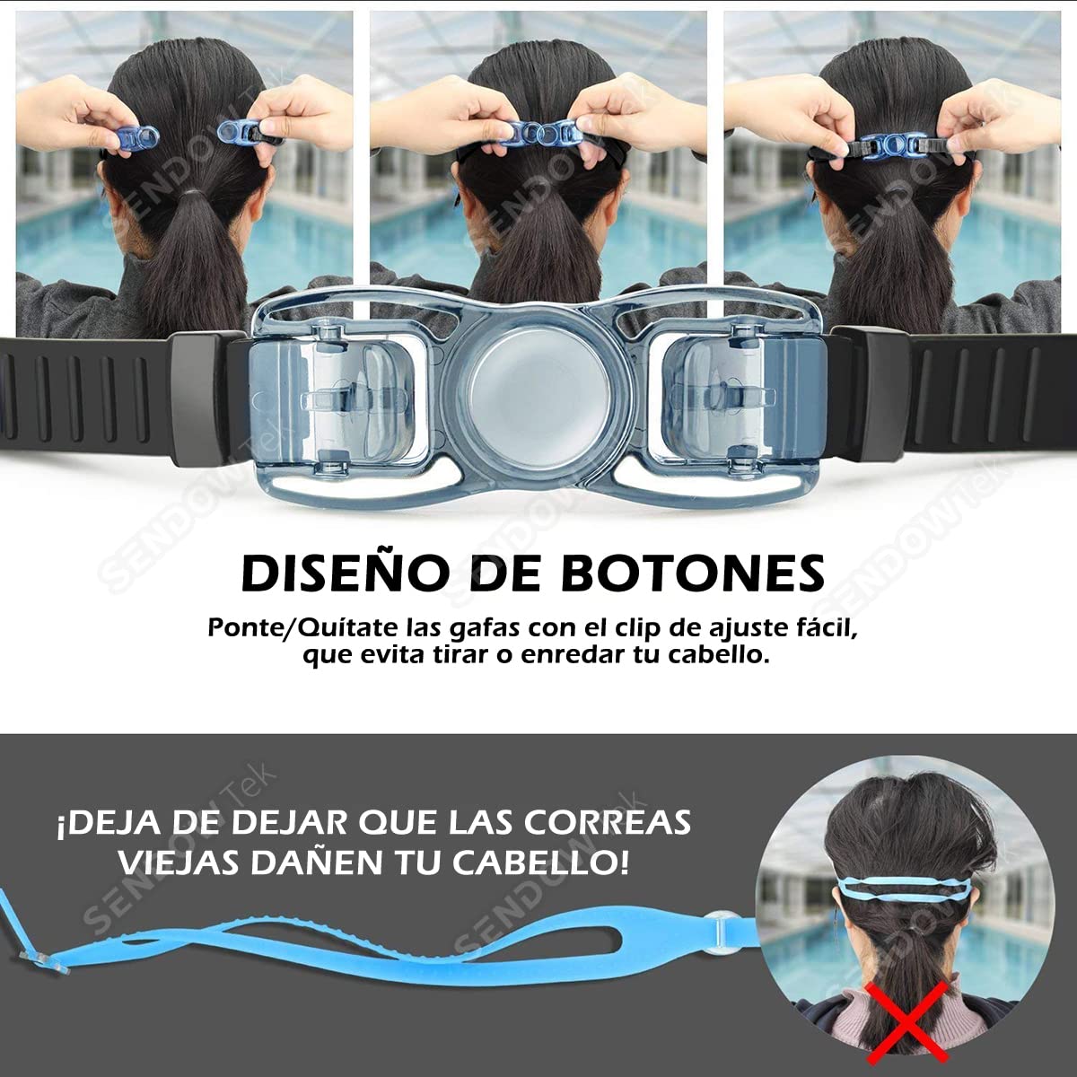 Gafas de Natación Sendowtek UV 5 en 1 con Gorro, Auriculares y Bolsa para Hombres, Mujeres y Niños