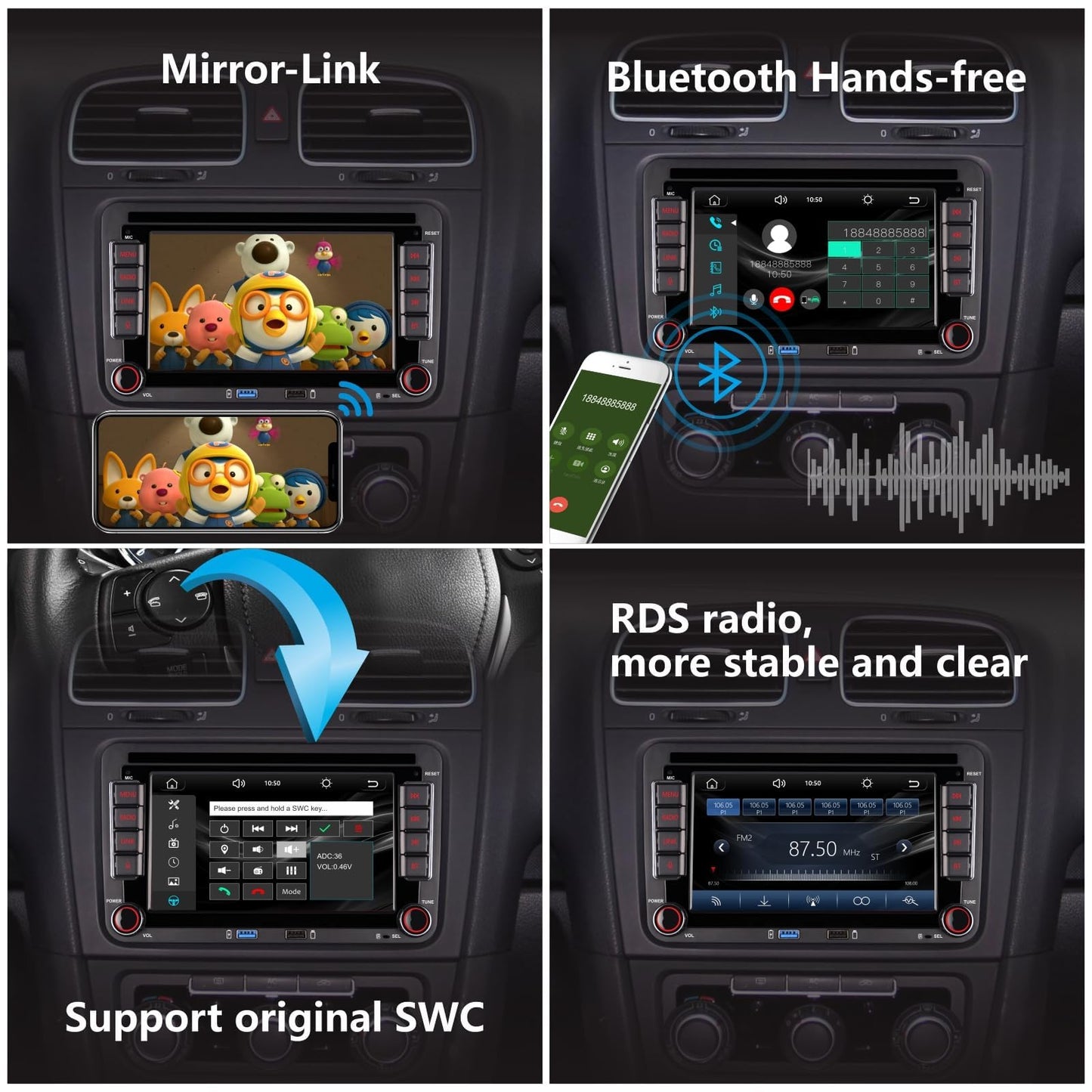 LXKLSZ [Actualizado en 2026] Radio de Coche con inalámbrico Carplay Android Auto con IPS Bluetooth/FM/Am Radio/USB/Alta Potencia para VW Golf 5 6 Passat Jetta Caddy EOS T5 Tiguan Touran CC Polo