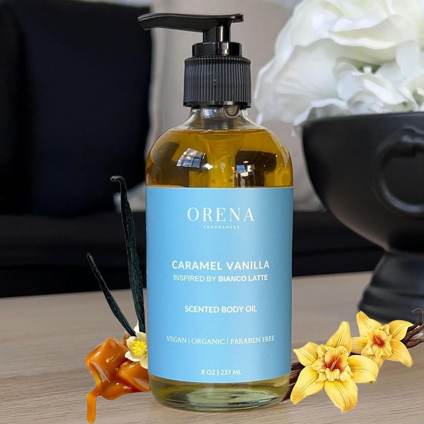 Orena Body Oil Caramel Vanilla, Vanilla Body Oil, Orena Body Oil, Orena Fragrances Body Oil Caramel Vanilla, Body Oil After Shower (1pcs)