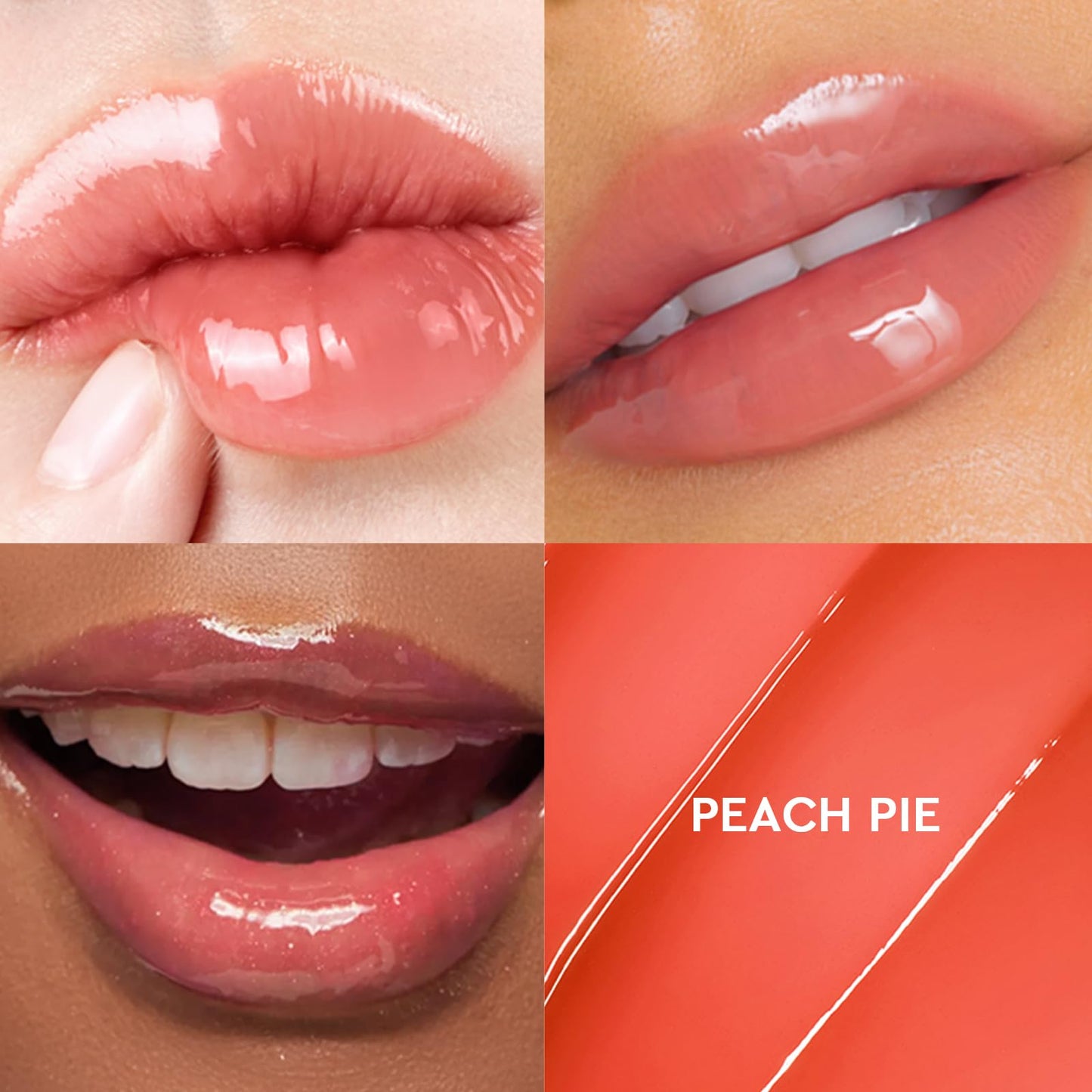 Glad2Glow sérum labial 3 en 1 con efecto iluminador, bálsamo labial con color con VC-IP y Vitamin E, brillo ligero no pegajoso con charm a juego (02 Peach)