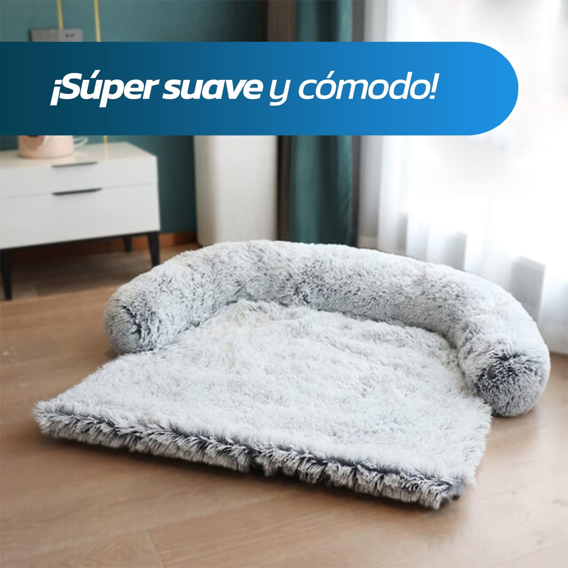 Bluelander Cama para Perro, Todo Tipo de Razas, Cama para Perros Suavecita, Fabricado con Algodón y Felpa de Calidad, Cama para Gato, Tapete para Sofa, Apto para Lavadora (Gris, Mediano)
