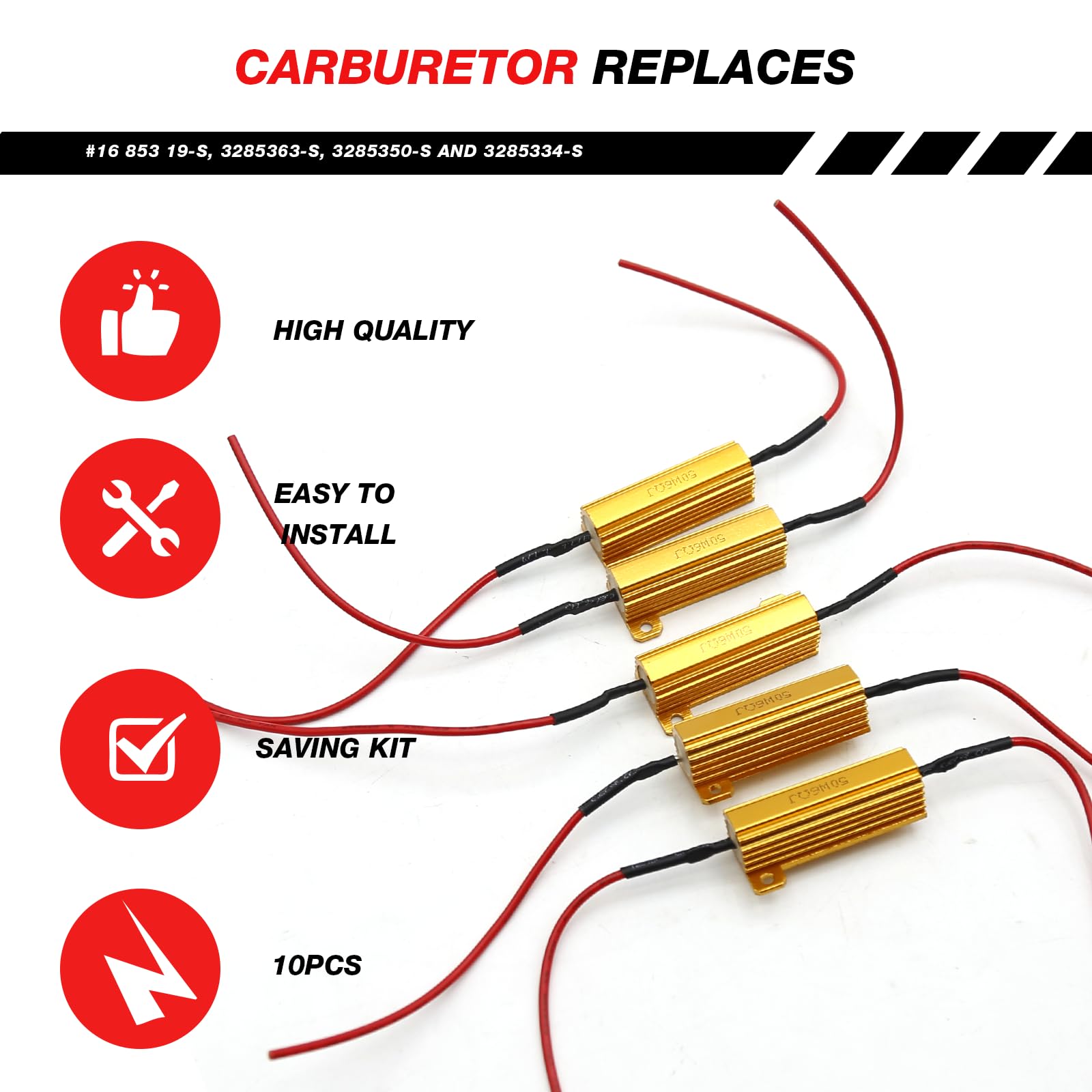 laffoonparts - 10 unidades de 12 V LED ecualizador de carga de 50 W 6 ohmios para resolver problemas intermitentes en señales de giro LED, luces de estacionamiento o luces de matrícula