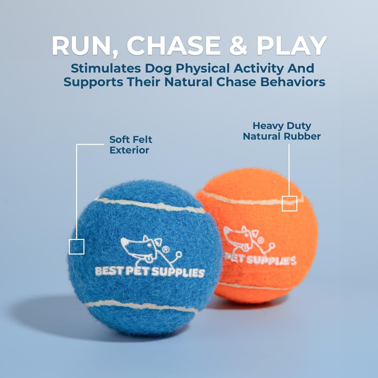 Best Pet Supplies - Pelotas de Tenis chirriantes para Perros, Paquete de 8, Juguetes interactivos de Alta Resistencia para lanzar y Buscar, apoya el Ejercicio y el Entrenamiento de Comportamiento