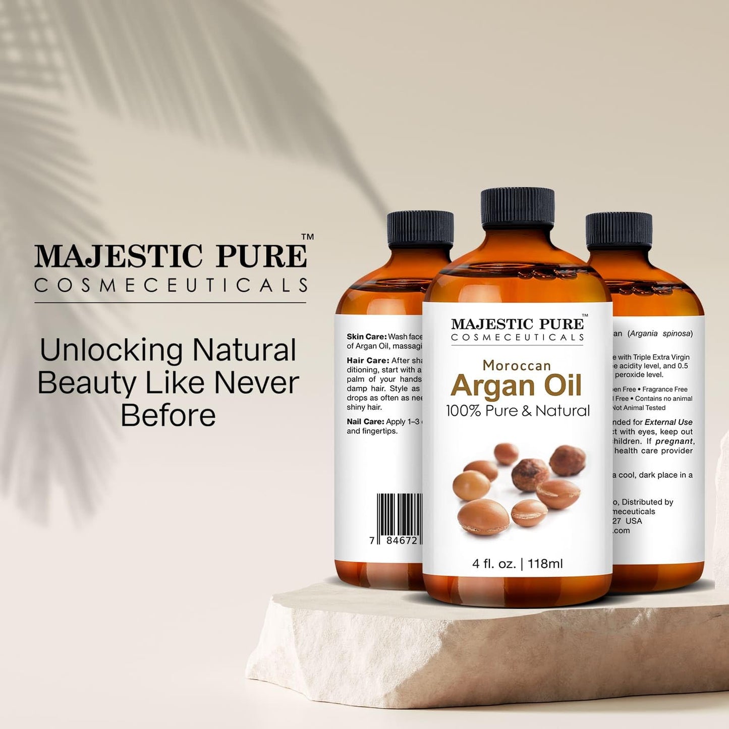 MAJESTIC PURE Garselay Moroccan Argan Oil for Hair and Face From Majestic Pure, 100% Natural, Organic, Cold Pressed & Triple Extra Virgin Grade 1 Argan Oil - 4 Oz by Majestic Pure