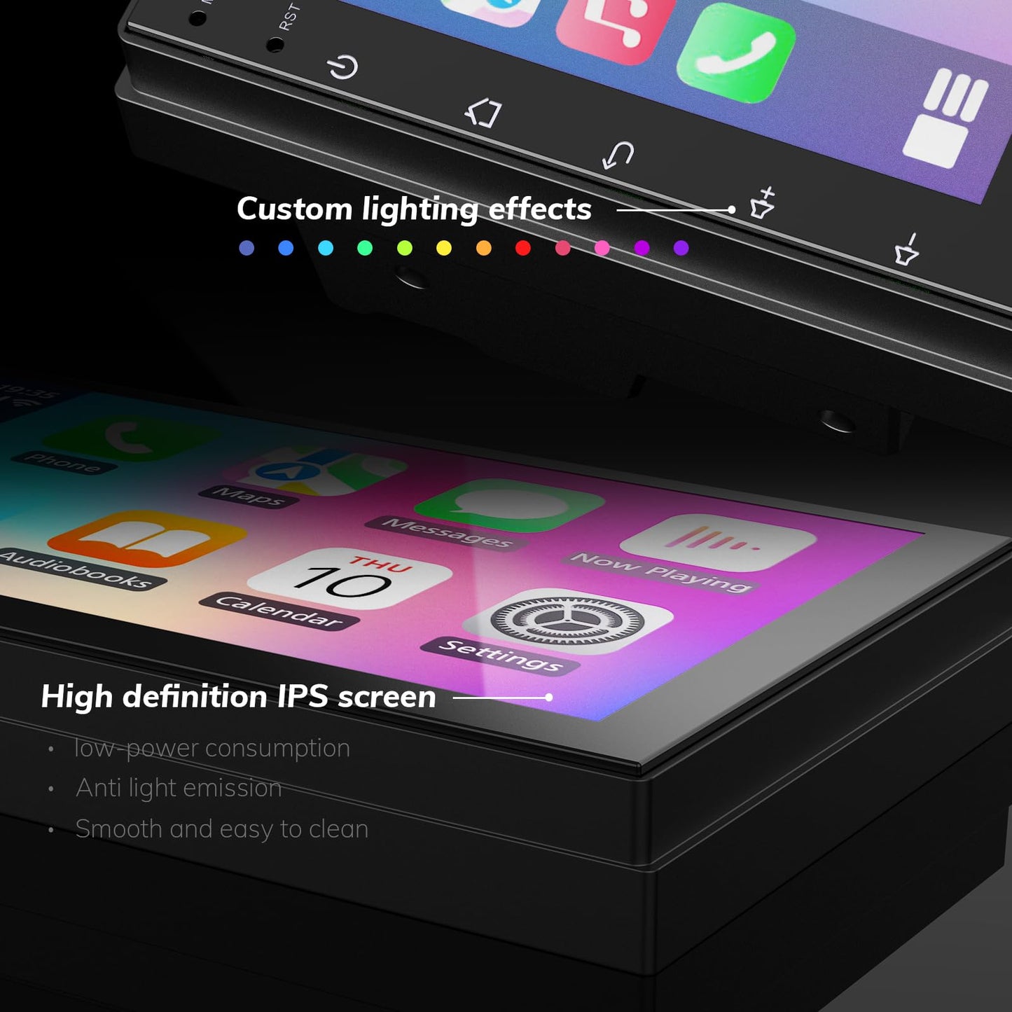 Haudio Estéreo de coche de 7" doble DIN con Apple CarPlay inalámbrico y Android Auto, Radio de coche Bluetooth con pantalla táctil, navegación GPS, Android 13, 2G+32G (Sin cámara de reversa)