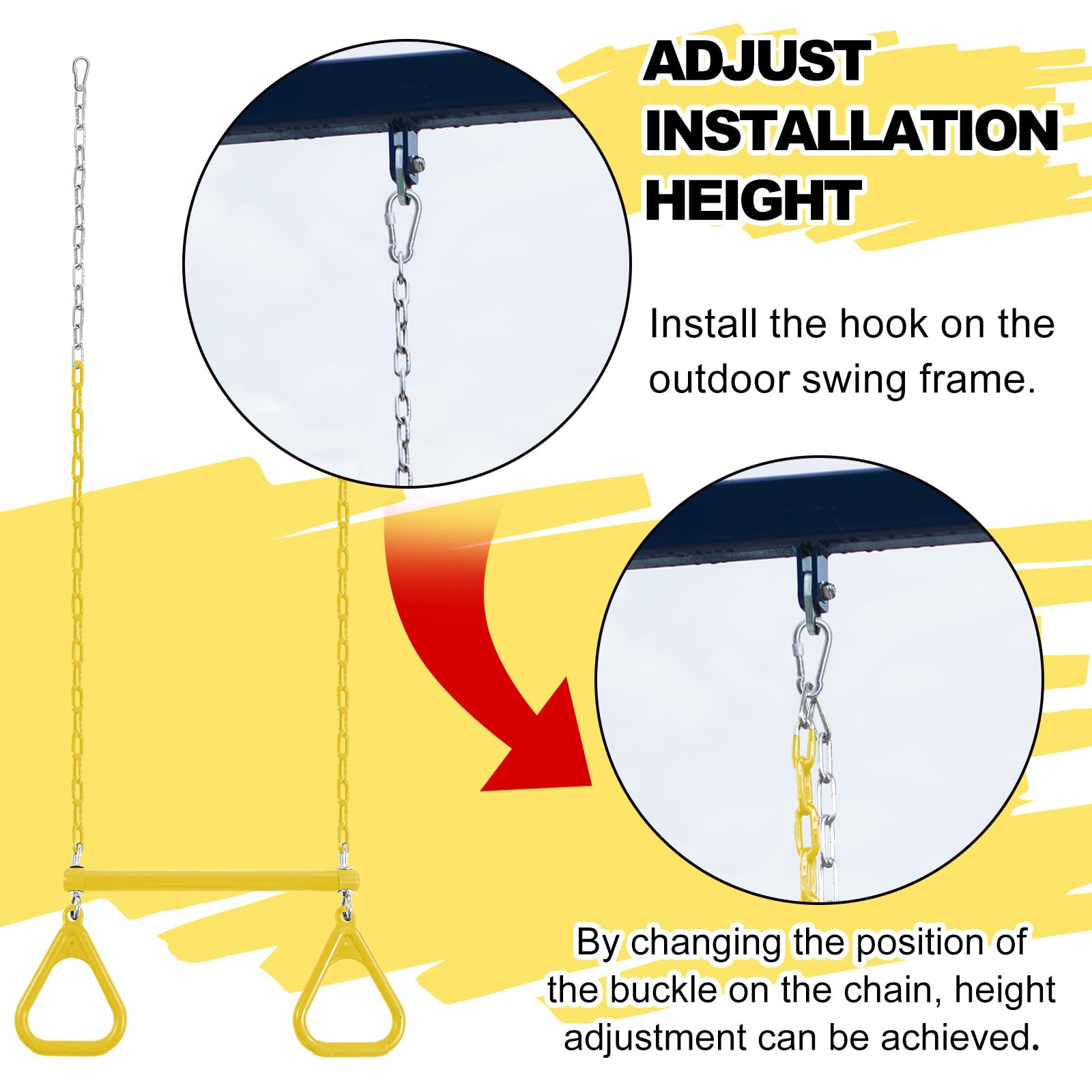 Barra de Trapecio para Exteriores con Cadenas Revestidas y Ganchos a Presión 41,9 cm