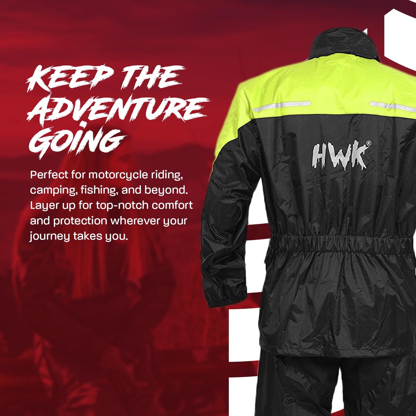 HWK - Traje de lluvia de motocicleta para hombres y mujeres, ropa, chamarras y pantalones reflectantes, traje de lluvia impermeable