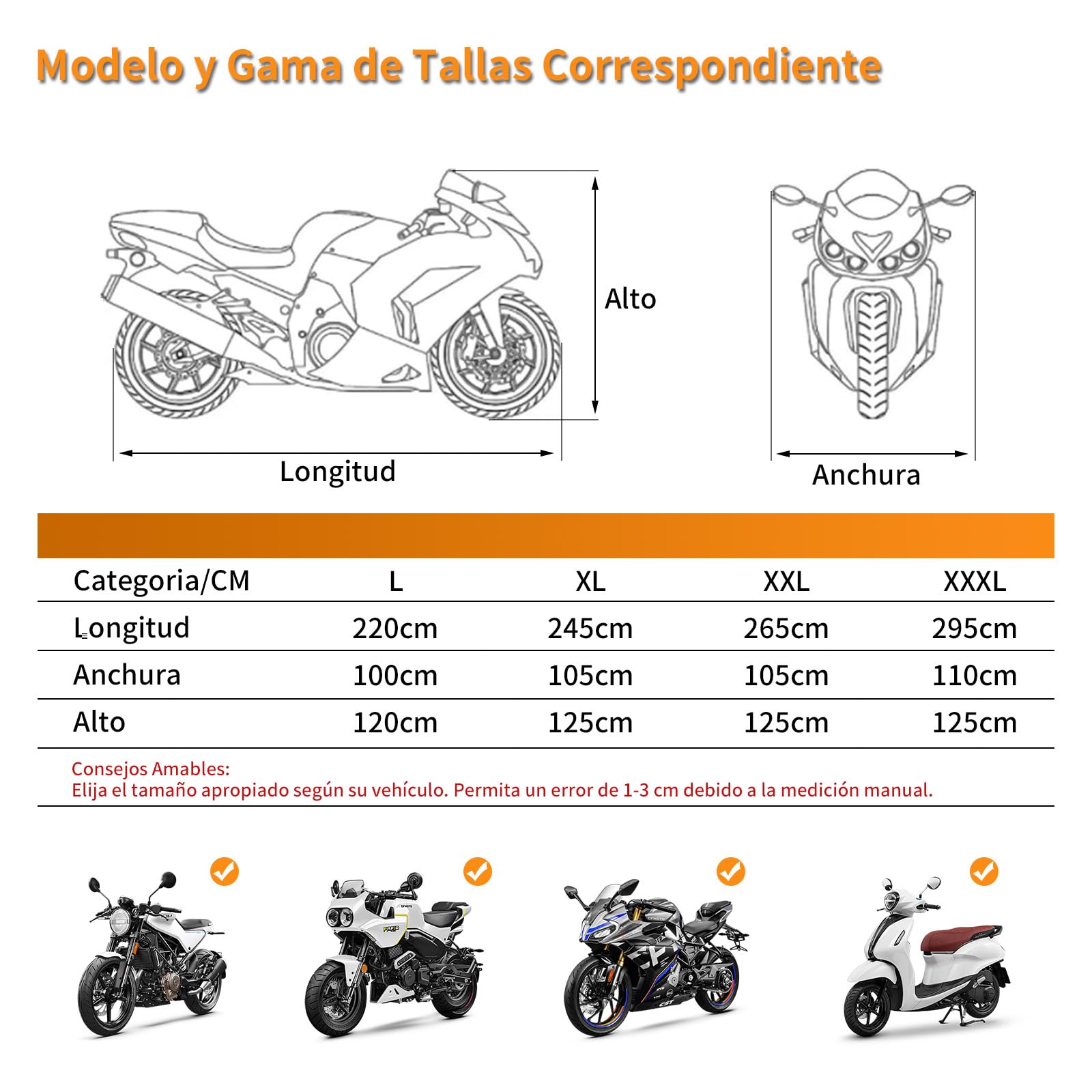 KTMOUW Funda para Moto Motocicleta 210D Impermeable Cubierta para Moto con Tiras Reflectantes Funda para Motoneta Protección contra el Polvo, Escombros, Lluvia y Clim