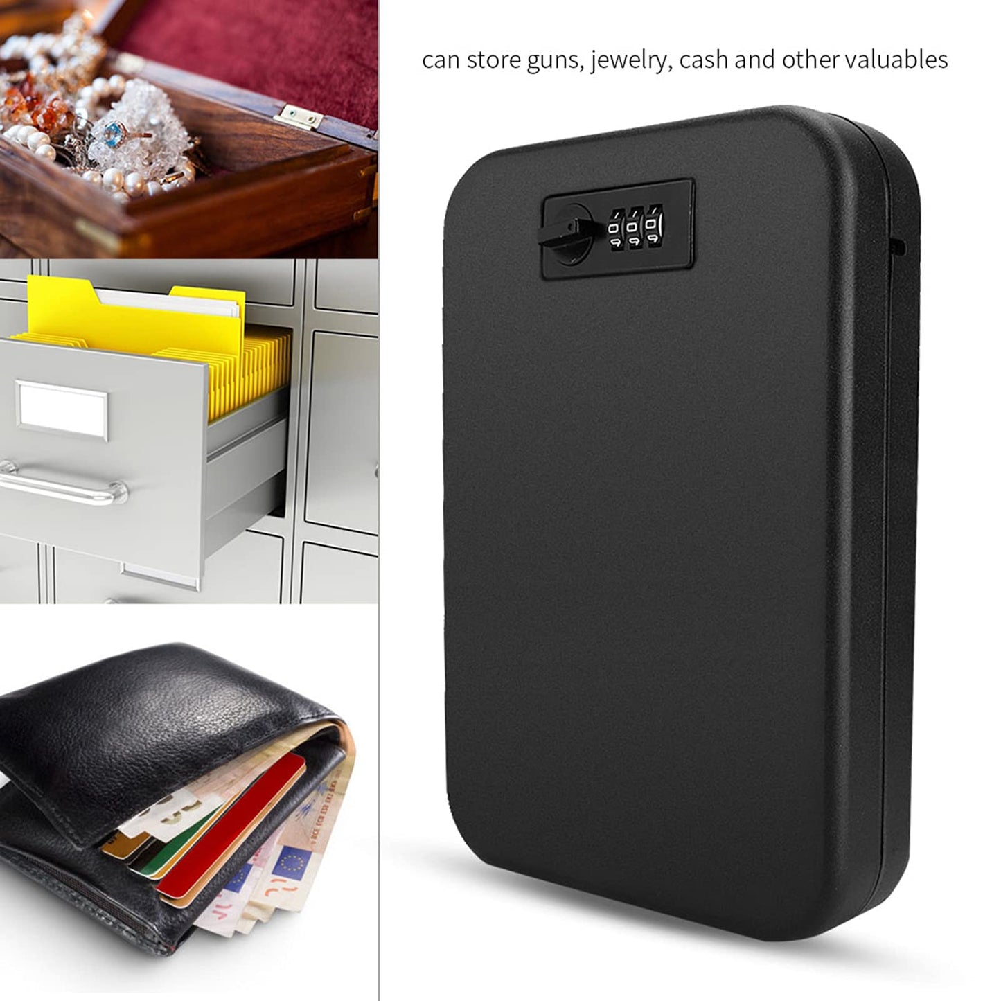 Caja de Seguridad Portátil, Caja de Almacenamiento para Objetos de Valor, Cash, Joyas, Para el Hogar, el Garaje y la Granja