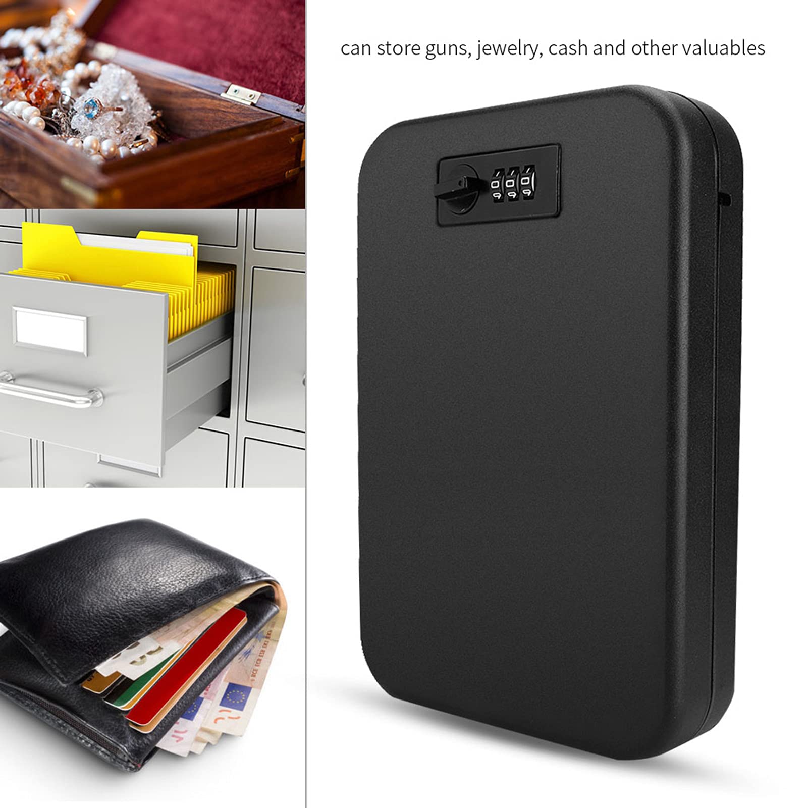 Caja de Seguridad Portátil, Caja de Almacenamiento para Objetos de Valor, Cash, Joyas, Para el Hogar, el Garaje y la Granja