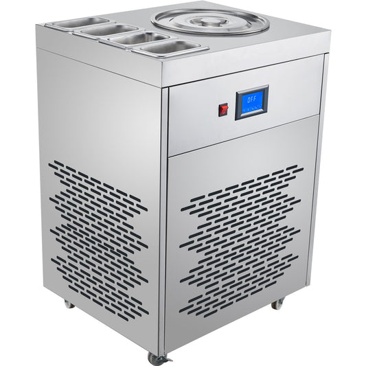 GUTSTARK Maquina de Helado Nieve Comercial 900W Textura Dura Cremosa Tipo Yogurt Deposito para 20L Temperatura de Congelación de -30°C Incluye 4 Recipientes de Acero Inoxidable para Toppings
