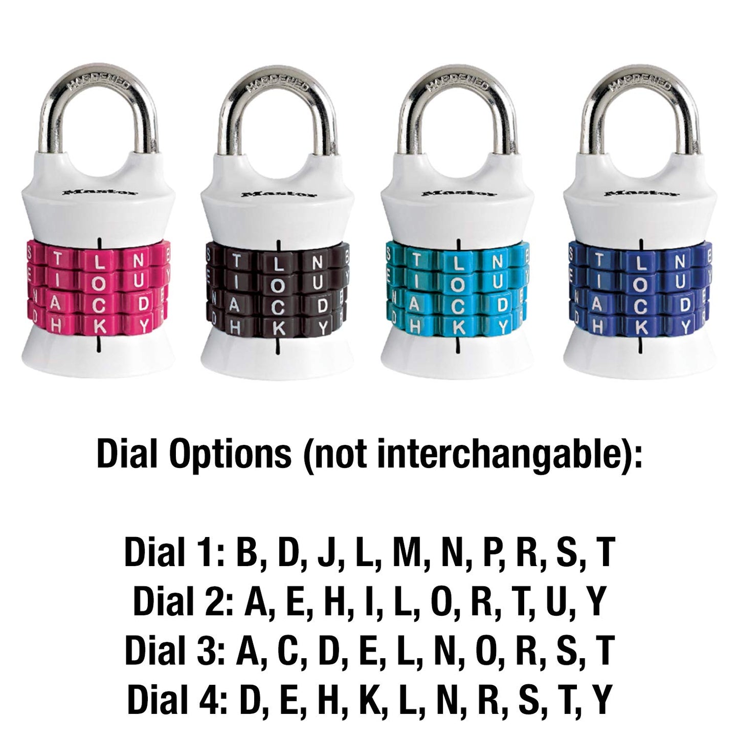 Candado de Combinación Master Lock Gris con Letras para Recordar Fácilmente