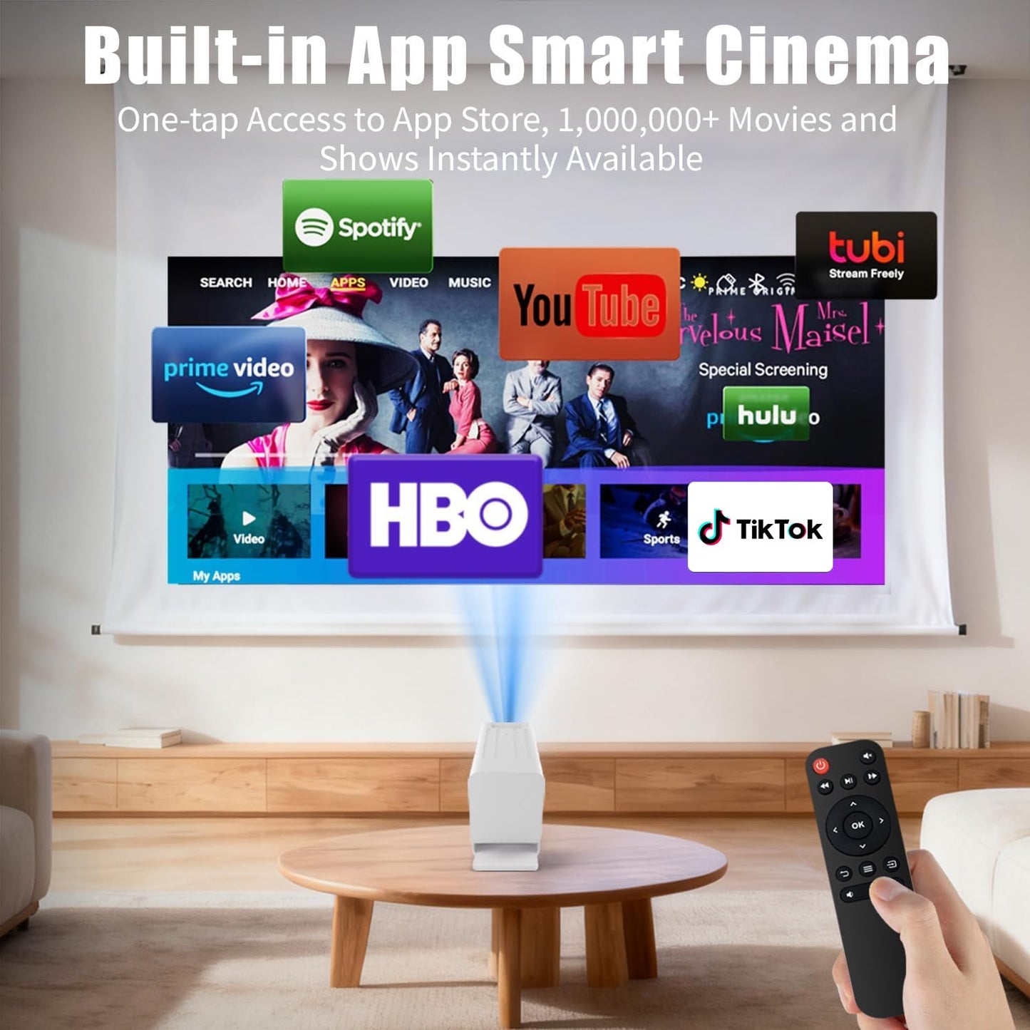 Mini proyector con wifi y bluetooth (blanco)