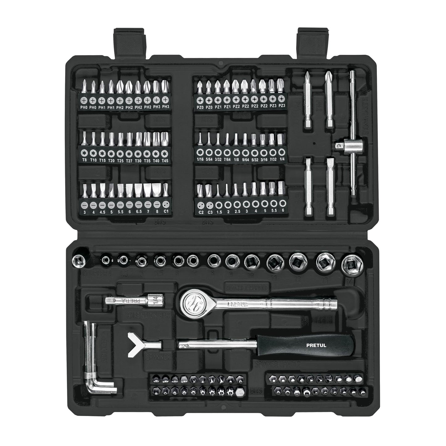 Juego de Herramientas Pretul Plata 130 Piezas para Mecánico