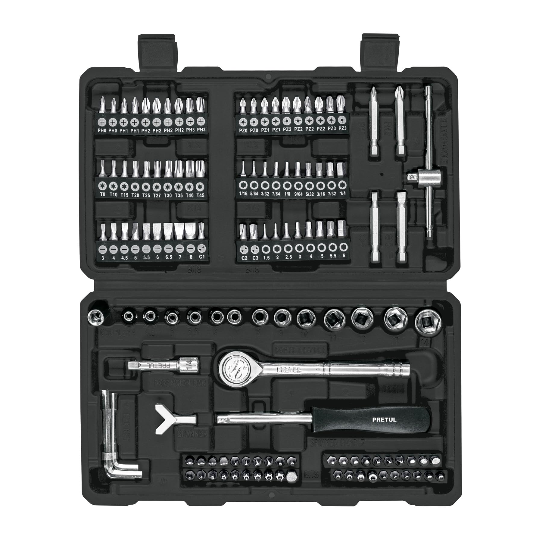 Juego de Herramientas Pretul Plata 130 Piezas para Mecánico