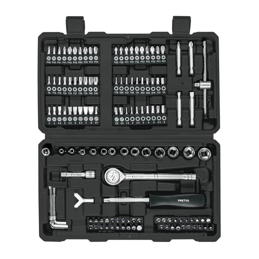 Juego de Herramientas Pretul Plata 130 Piezas para Mecánico