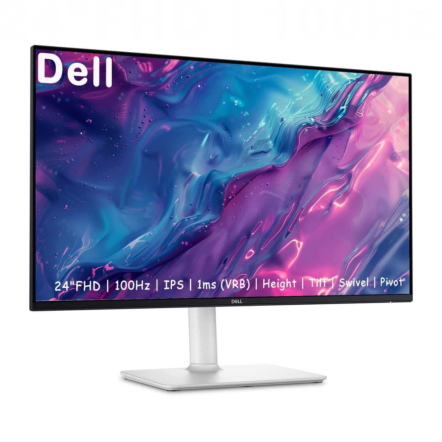 Monitor Dell S24 pulgadas, LED FHD – Frecuencia de actualización de 100 Hz, Relación de contraste 15001, AMD FreeSync – VESA, altavoz integrado de 2 x 5 W, pivote giratorio HeightTilt, 2 x HDMI
