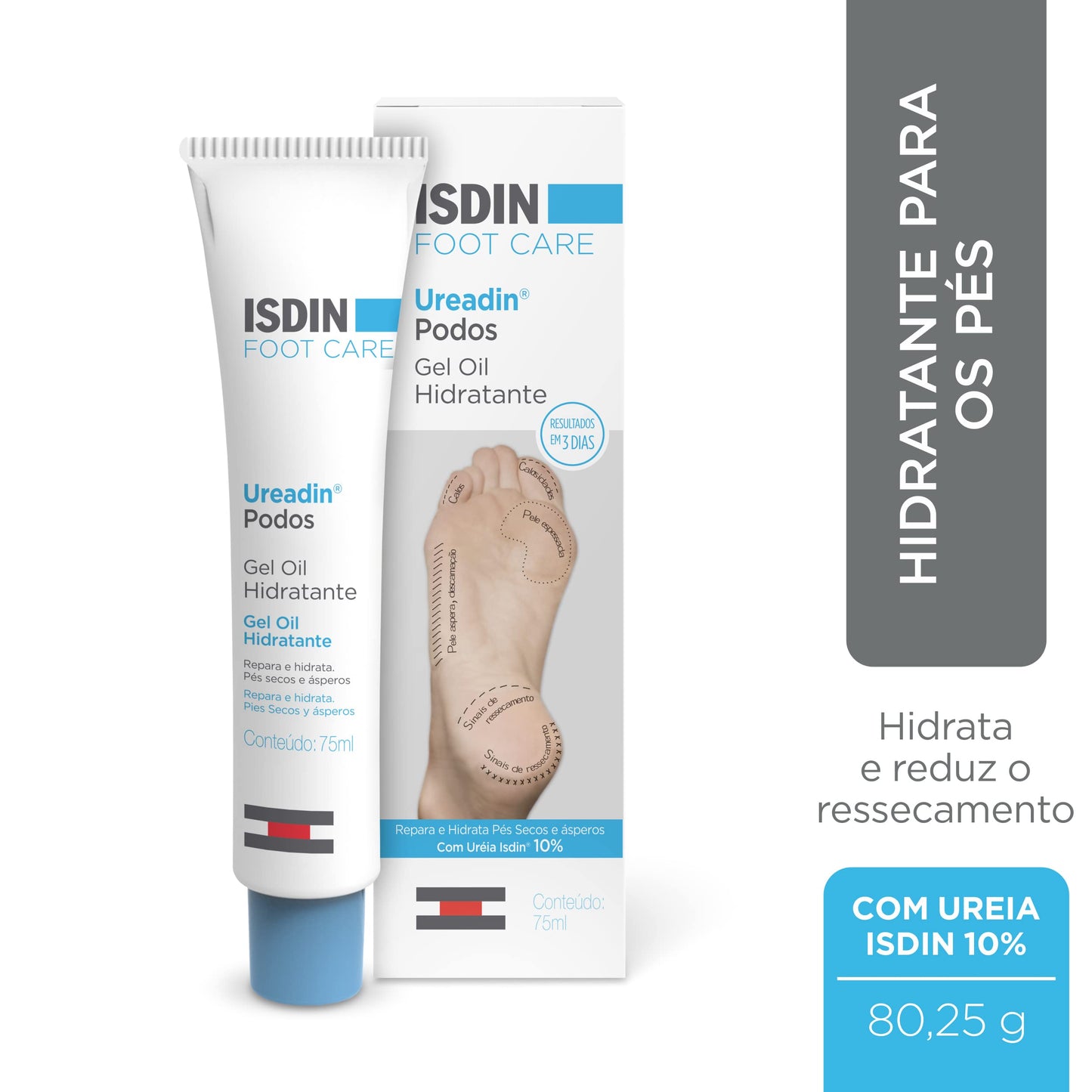 ISDIN reparador labial fluido con acido hialuronico. 10 mililitro, 1 + Ureadin Podos Gel Oil, Repara e hidrata los pies secos y agrietados, 75ml
