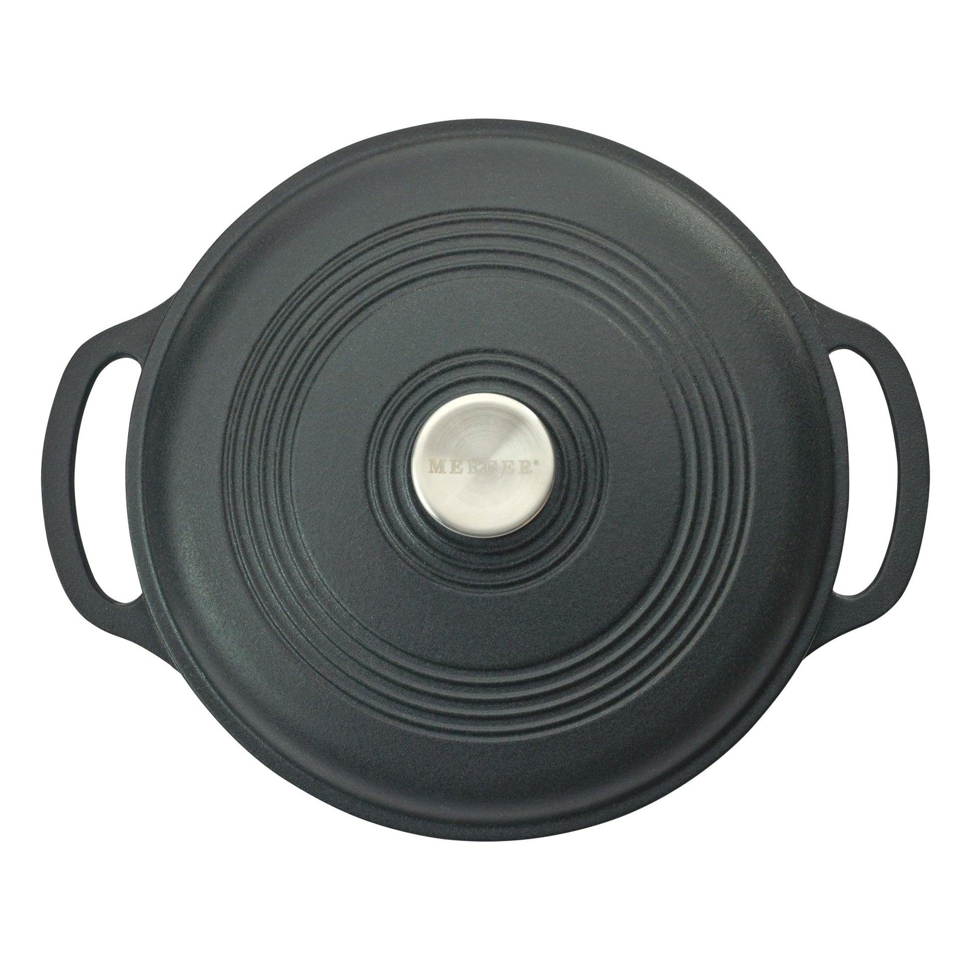Mercer Culinary Horno holandés redondo de hierro fundido esmaltado, 6 cuartos de galón, negro mate