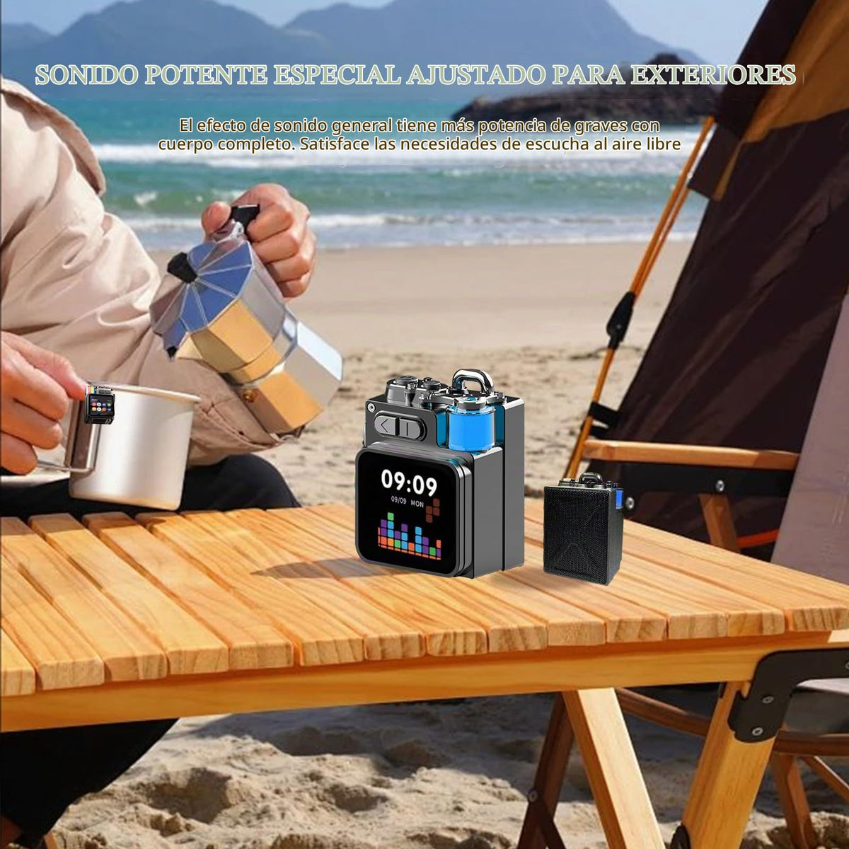 Altavoz Bluetooth bosta Negro Portátil con Pantalla Táctil y Emparejamiento Estéreo para Viajes y Fiesta