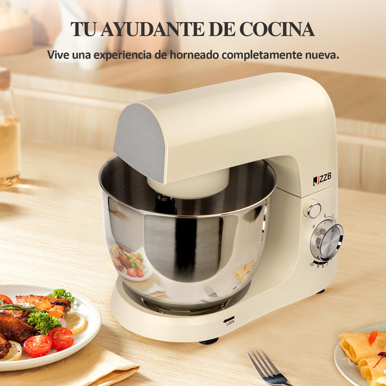 Batidora de Pedestal JZZB Negro 10 Velocidades para Repostería y Panadería en el Hogar