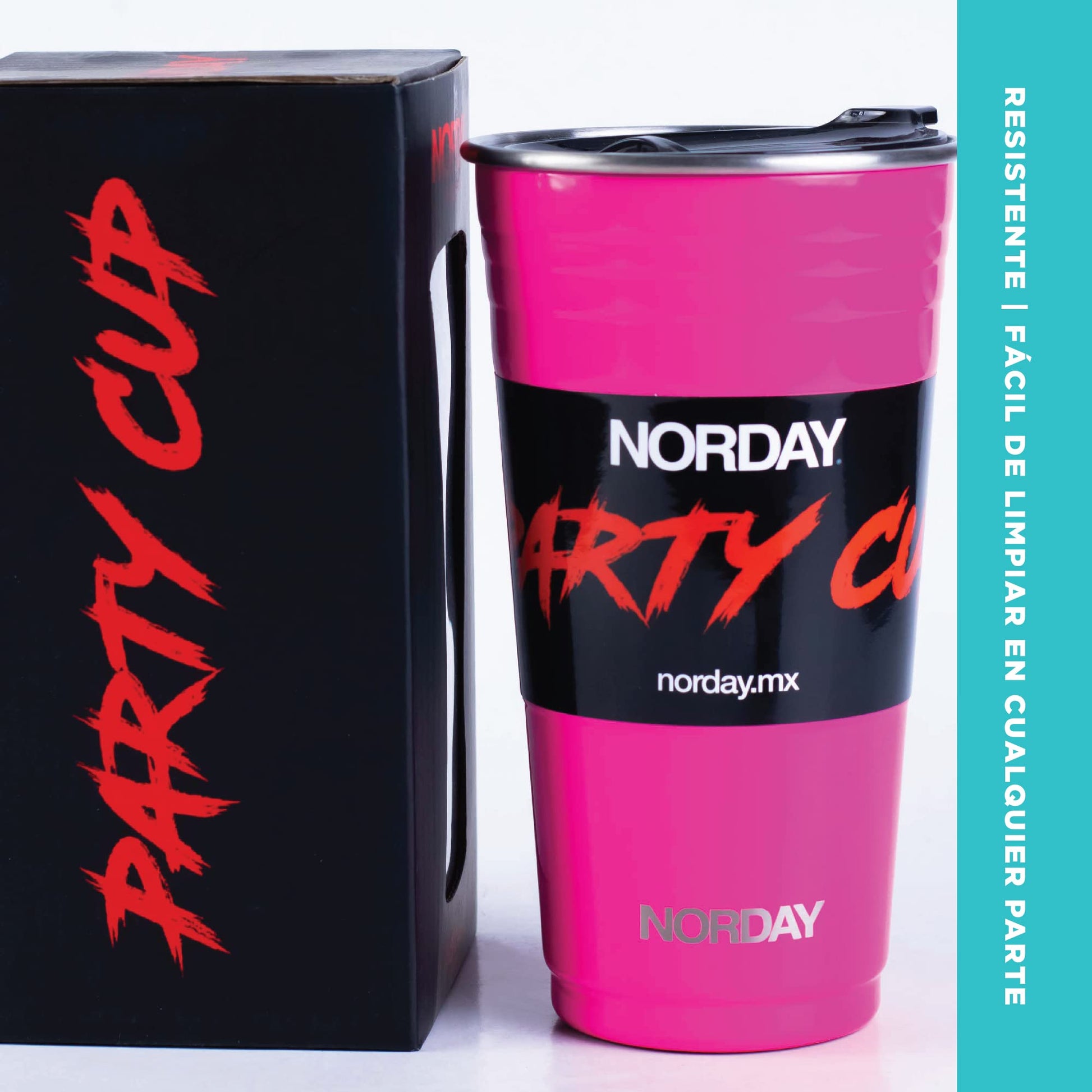 Termo de Acero Inoxidable Norday Rosa 720 ml Doble Pared Antiderrame Reutilizable para Fiesta