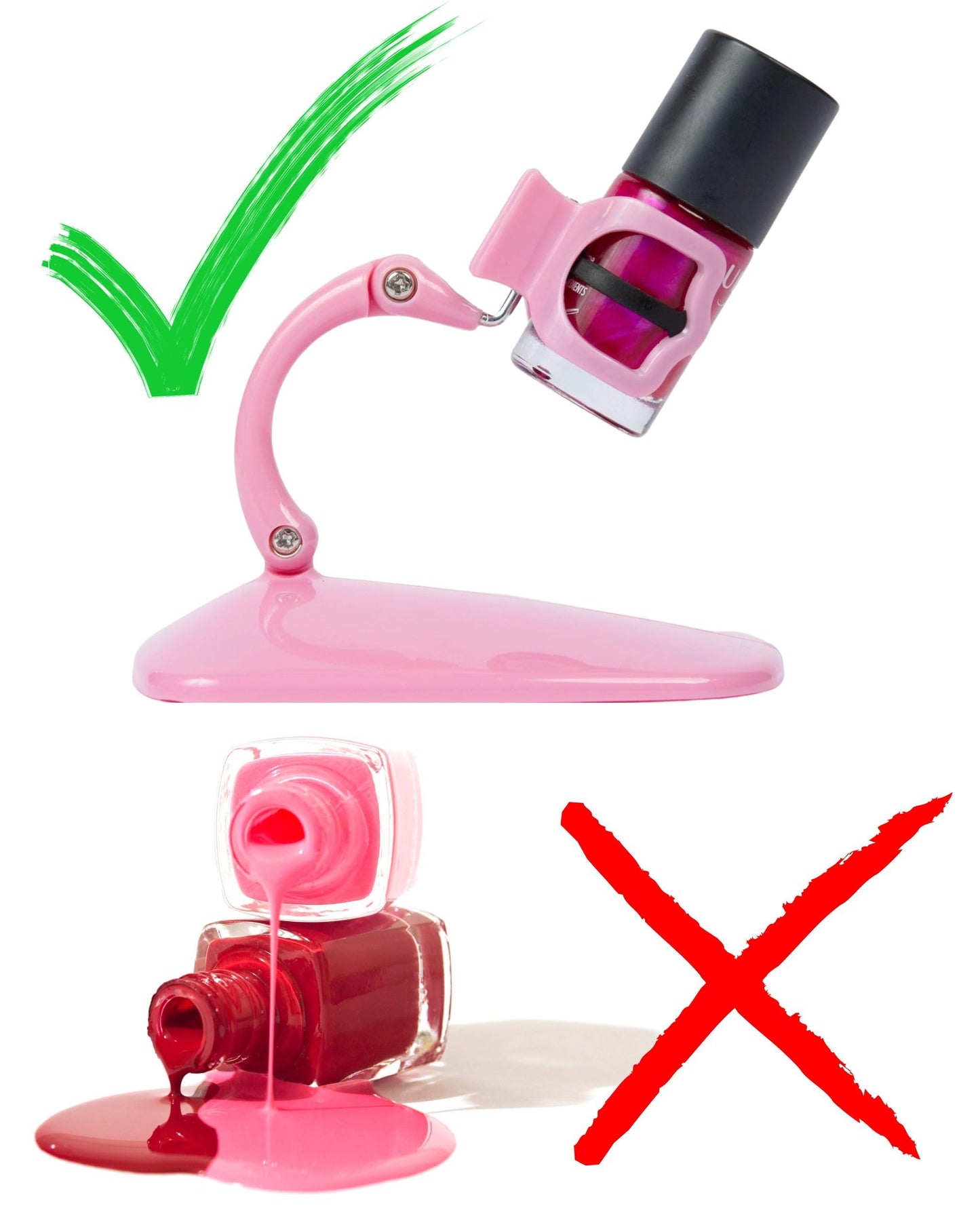 Soporte para botella de esmalte de uñas, soporte inclinado antiderrames para pintura de uñas, herramienta de arte de uñas de agarre y punta, accesorio de esmalte de uñas rosa para manicura y pedicura