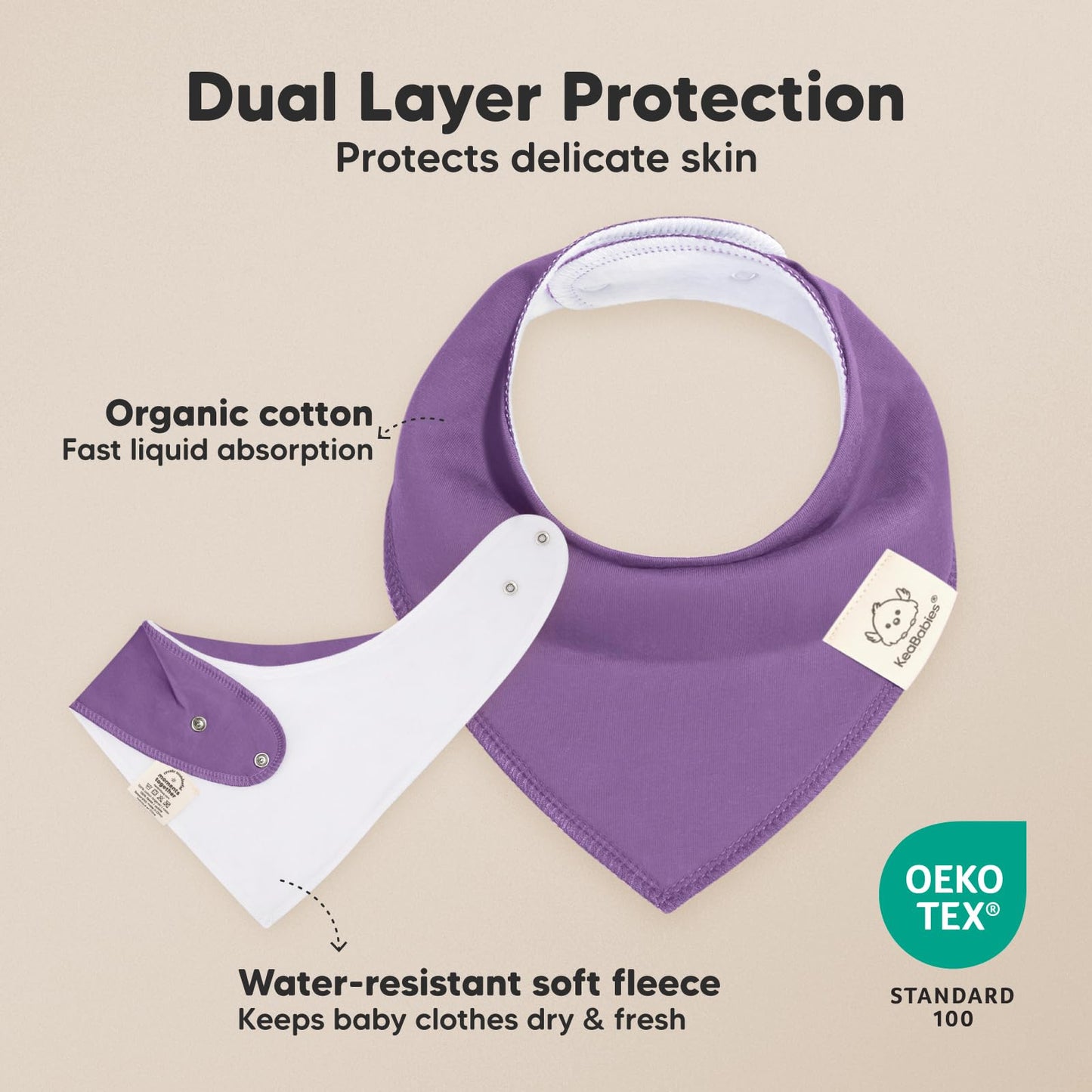 Paquete de 8 baberos orgánicos para niñas – Baberos triangulares súper absorbentes para bebés babeos y dentición, 100% algodón extra suave para recién nacido, bebé de 0 a 36 meses (Lila)