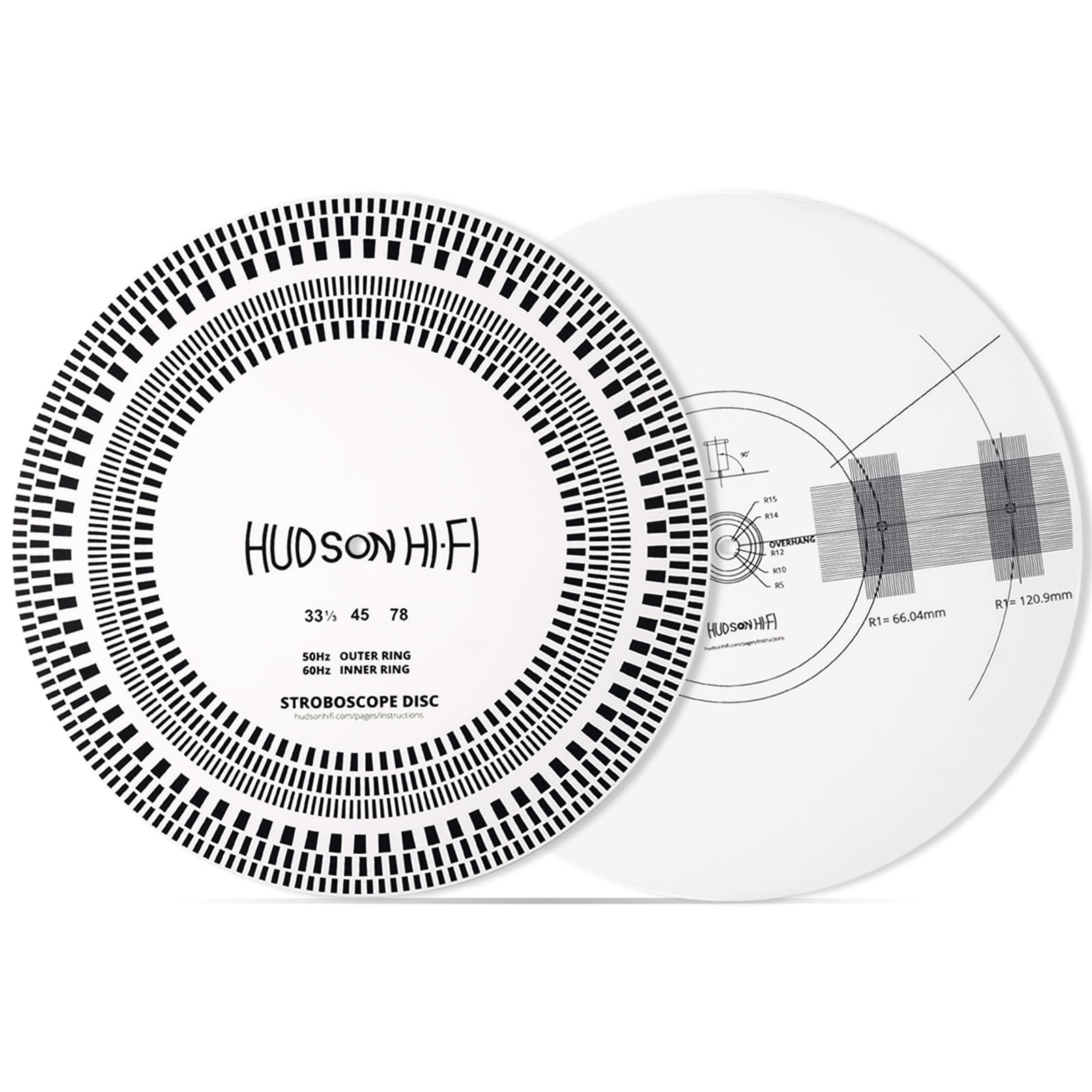 Hudson Hi-Fi - Mat Strobe Mat for Turntable - Testing 33-1-3 RPM, 45 RPM - Cartridge and Needle Alignment Conveyor Tool Mat on Hi-Fi LP Vinyl Players - Two Sides