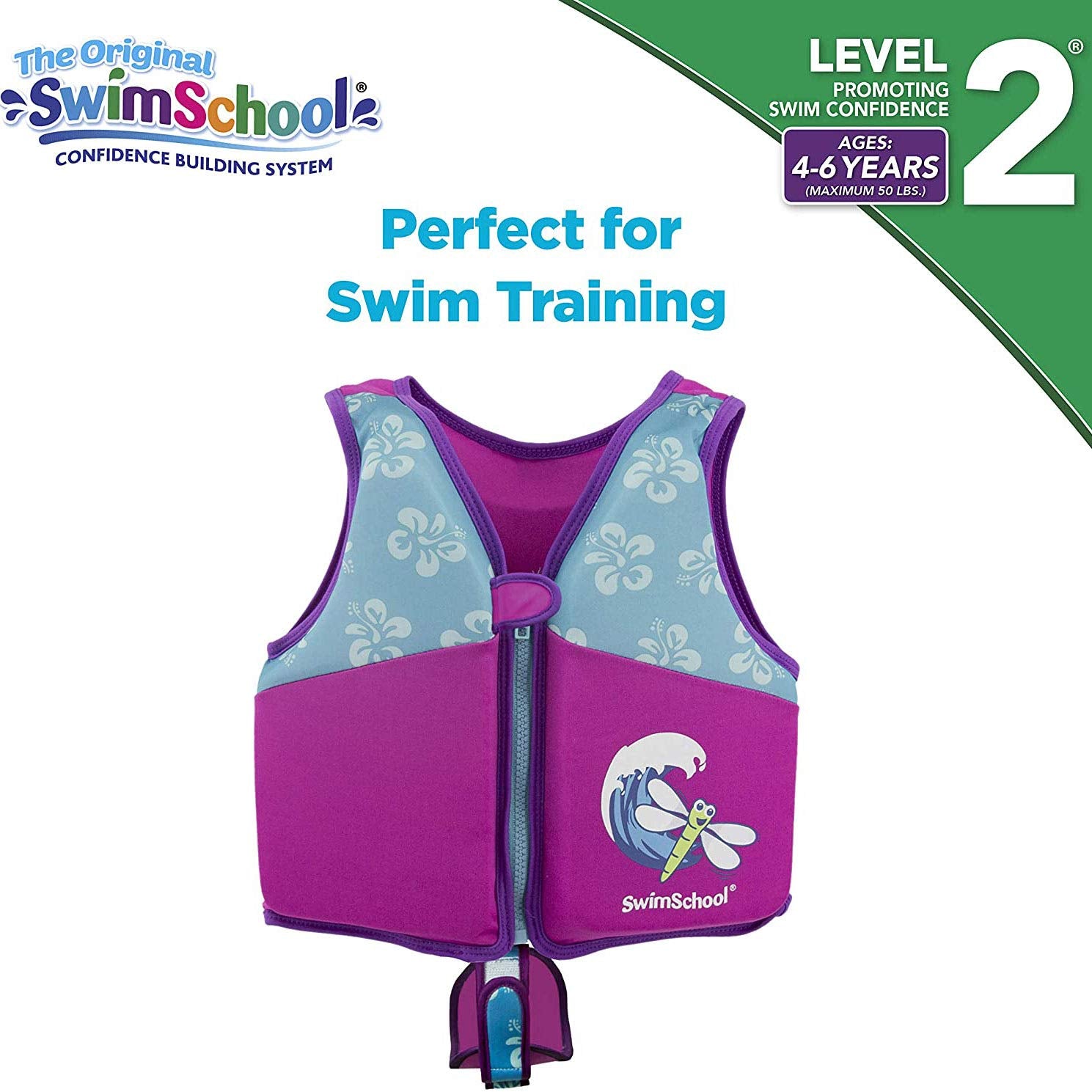 Chaleco de natación SwimSchool Rosa Aqua con Diseño Flexible y Cuello Ajustable para Entrenamiento de natación