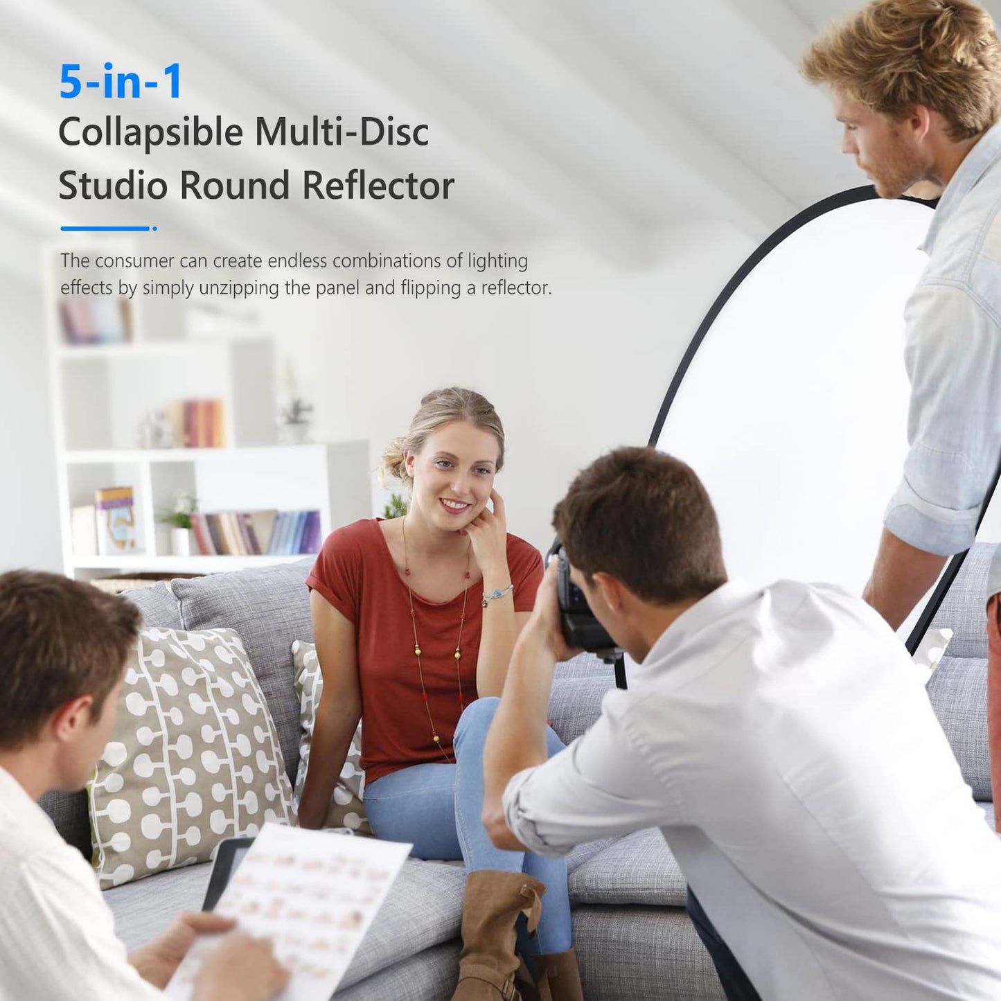 Neewer kit 5 en 1 de Reflector Difusor Portable 24x36-pulgada/60x90centímetro Redondo PlegableMultiDisc Cámara con Funda, Ideal para Fotografía Estudio Shooting"