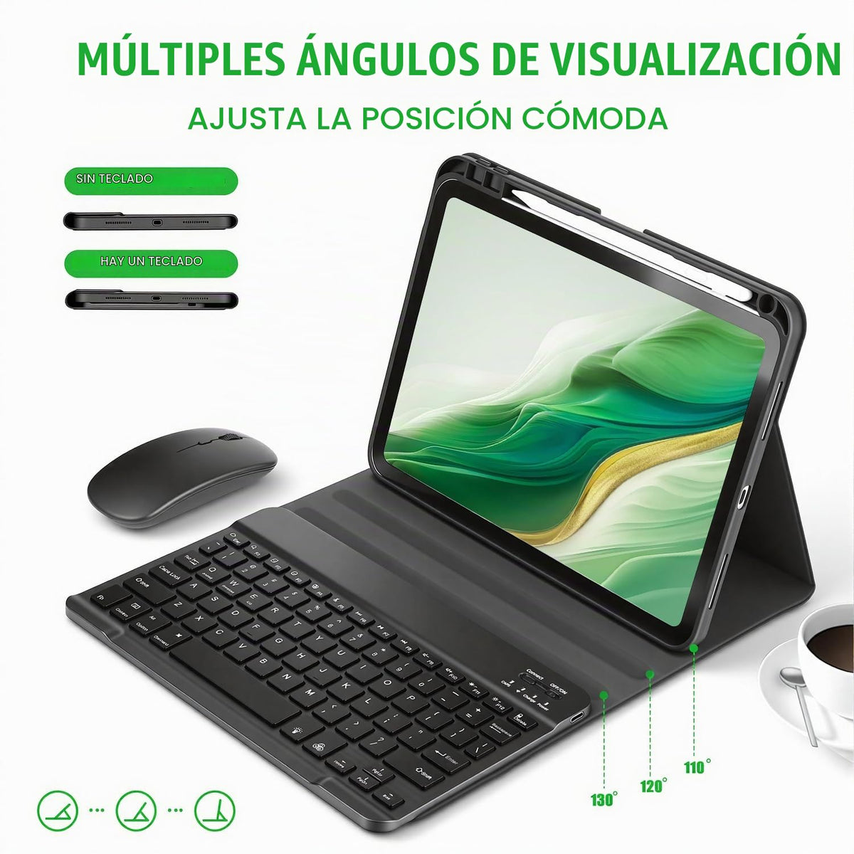 Funda Teclado LUIOOXEIM Negro con Ratón para iPad 10 y 11 Generación Retroiluminado 7 Colores Extraíble 10,9 a 11 Pulgadas