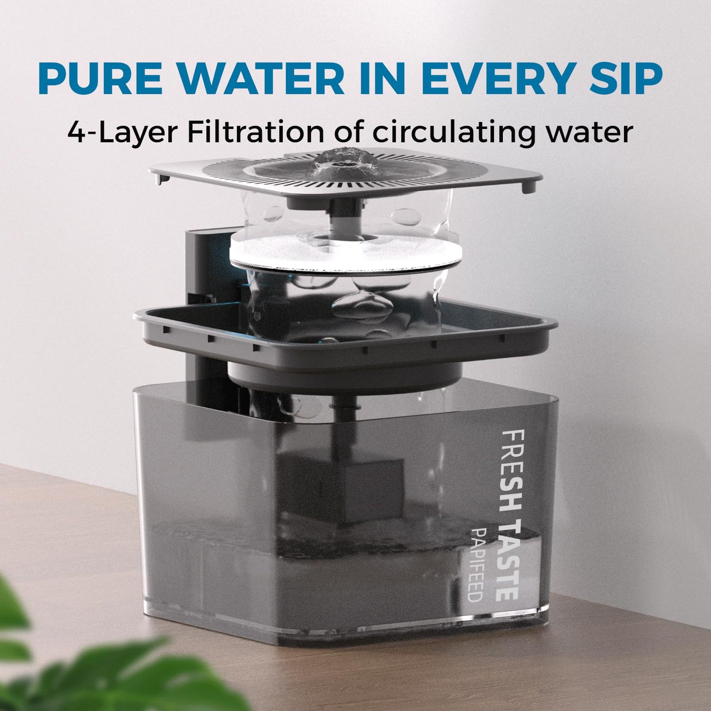 Fuente de Agua Inalámbrica PAPIFEED Blanca con Sensor de Movimiento para Mascotas